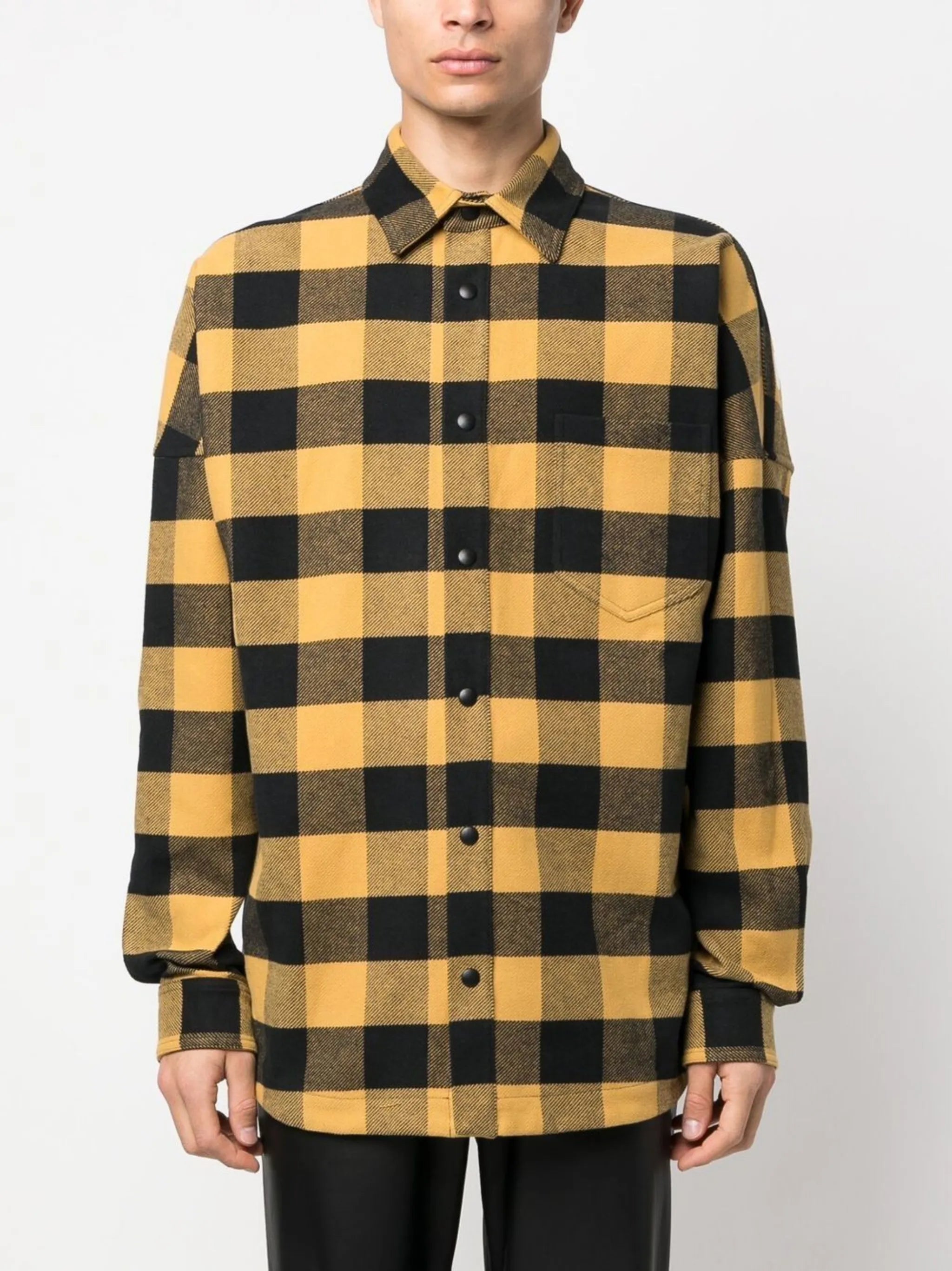 checked logo-print shirt
