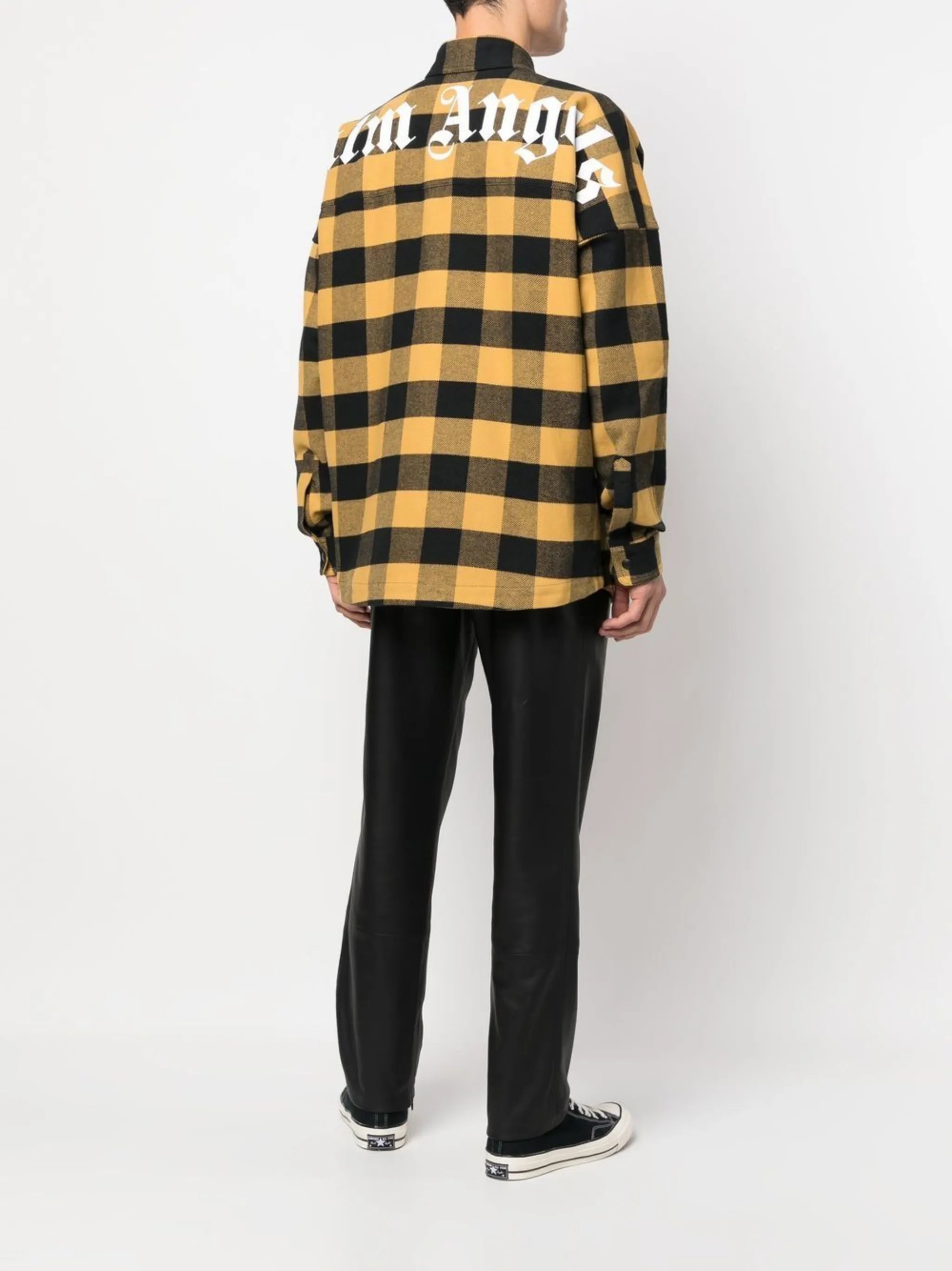 checked logo-print shirt