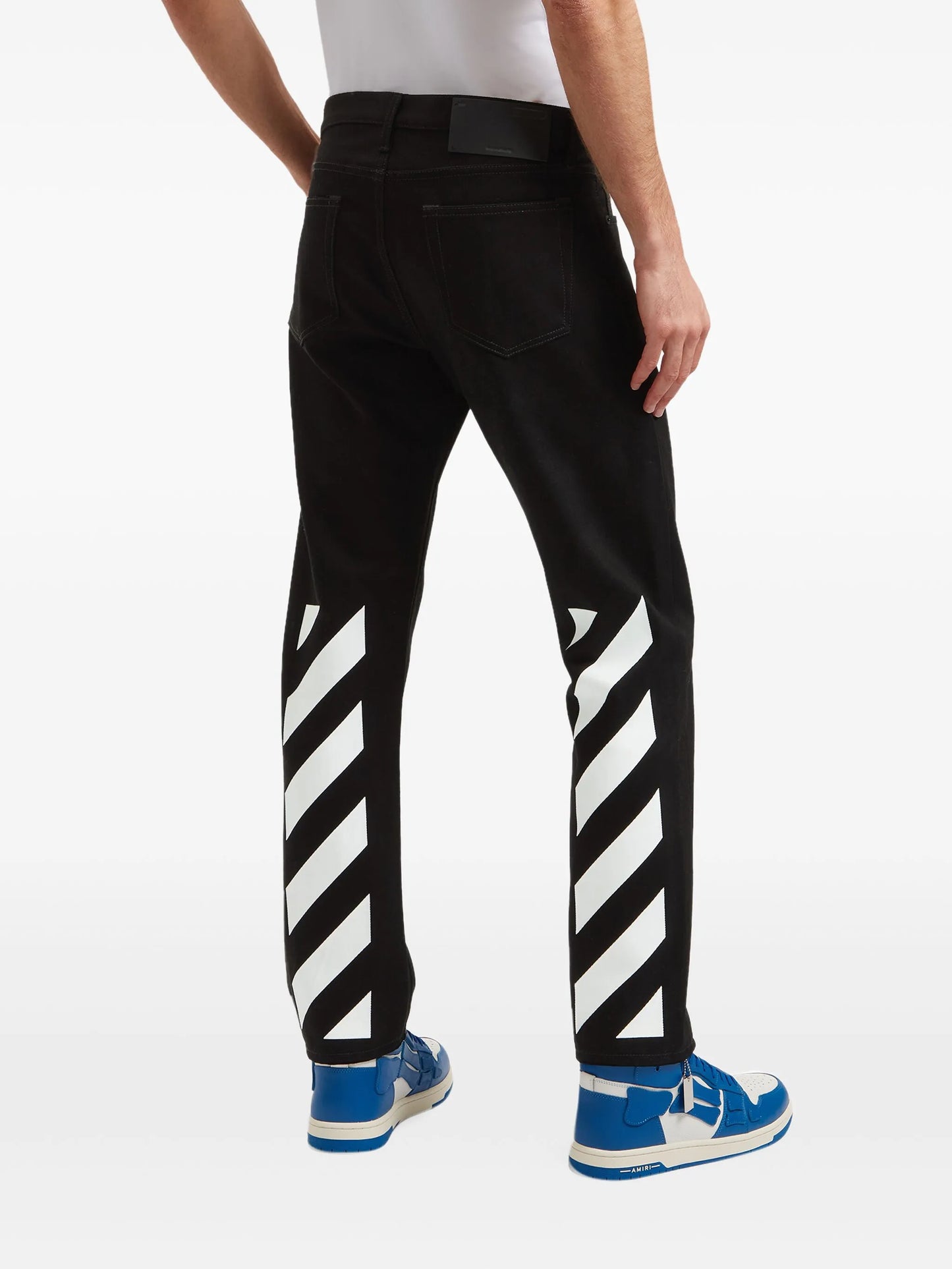Diag-print straight-leg jeans
