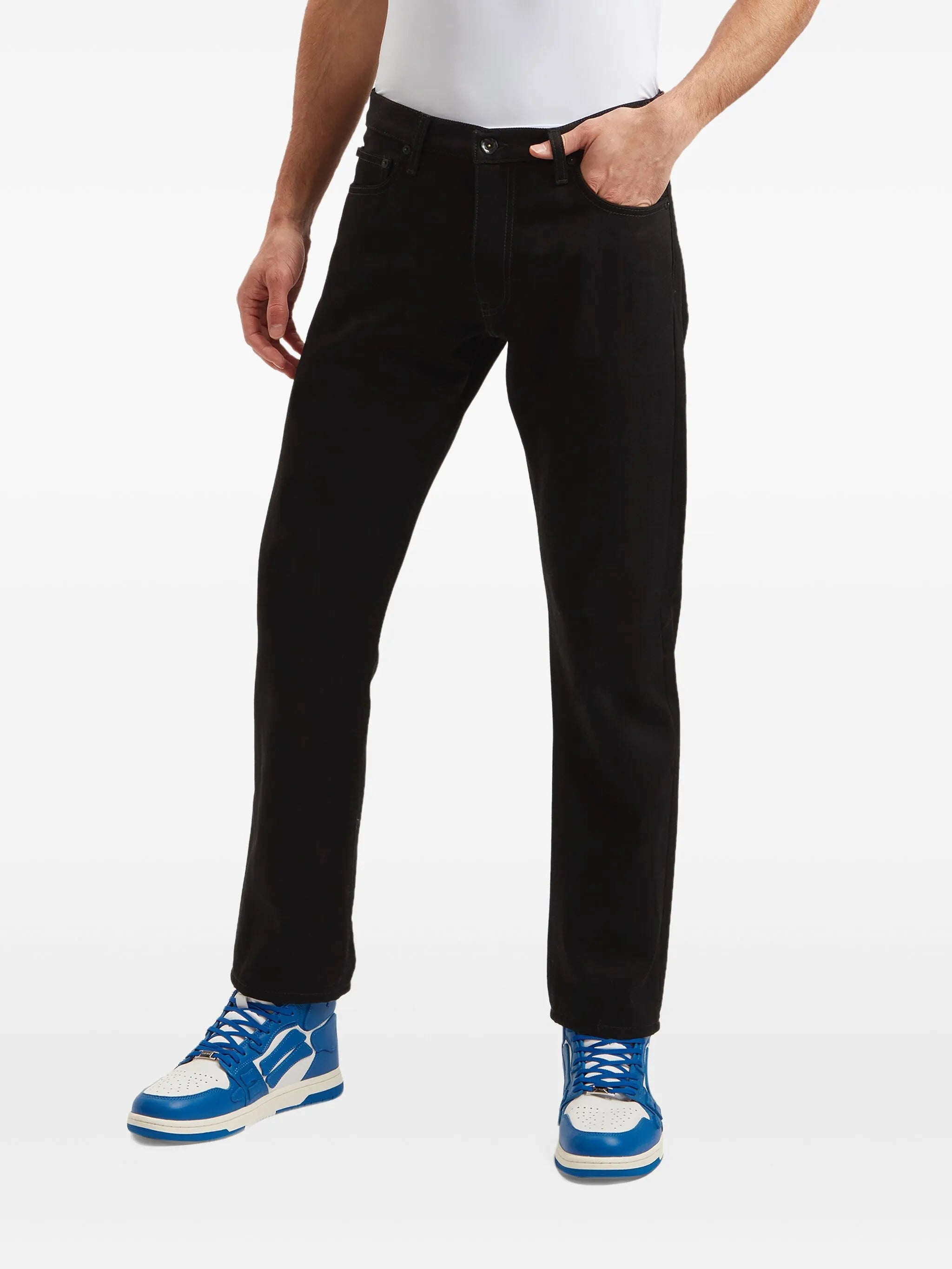 Diag-print straight-leg jeans