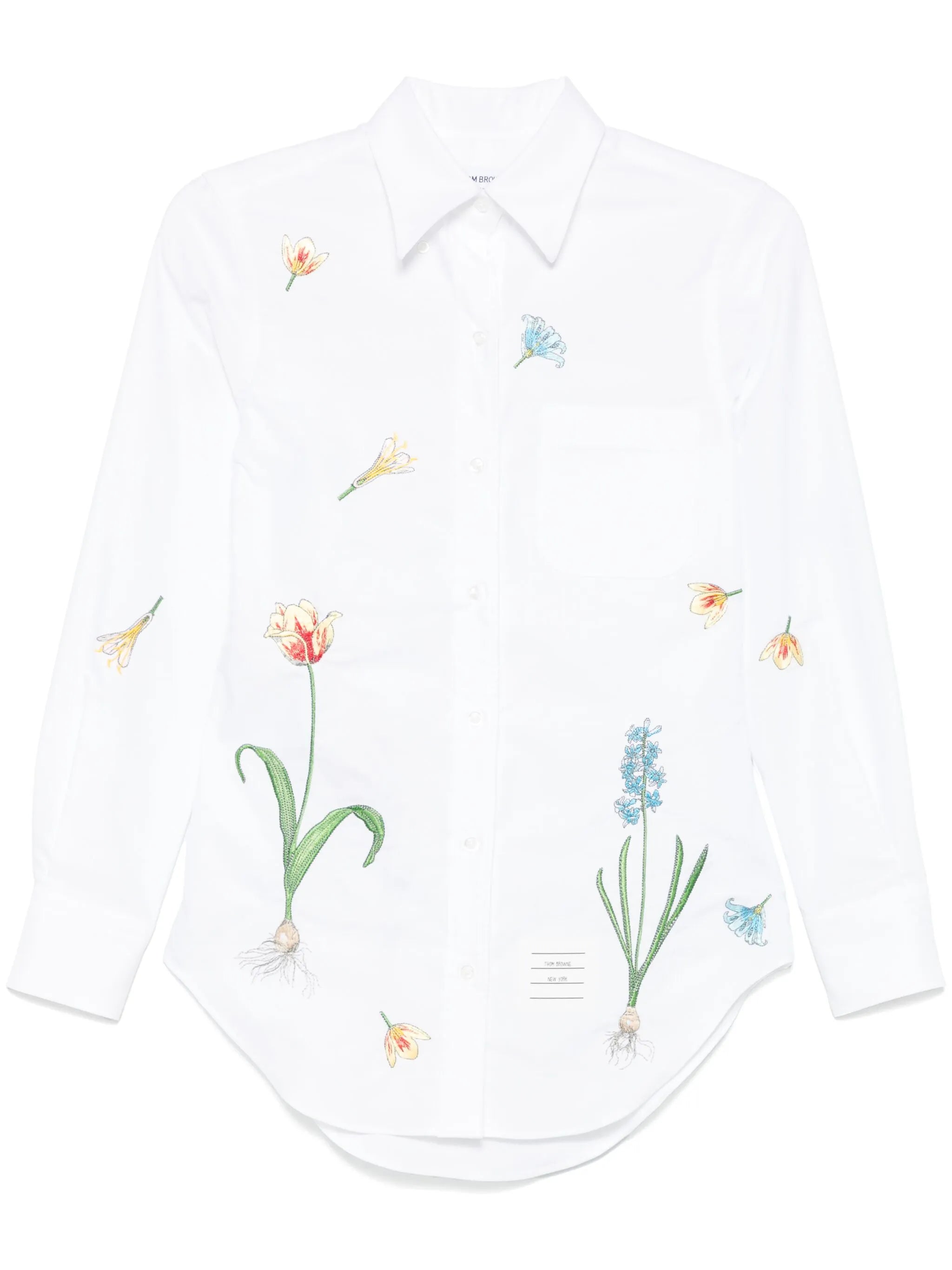 floral-embroidery cotton shirt