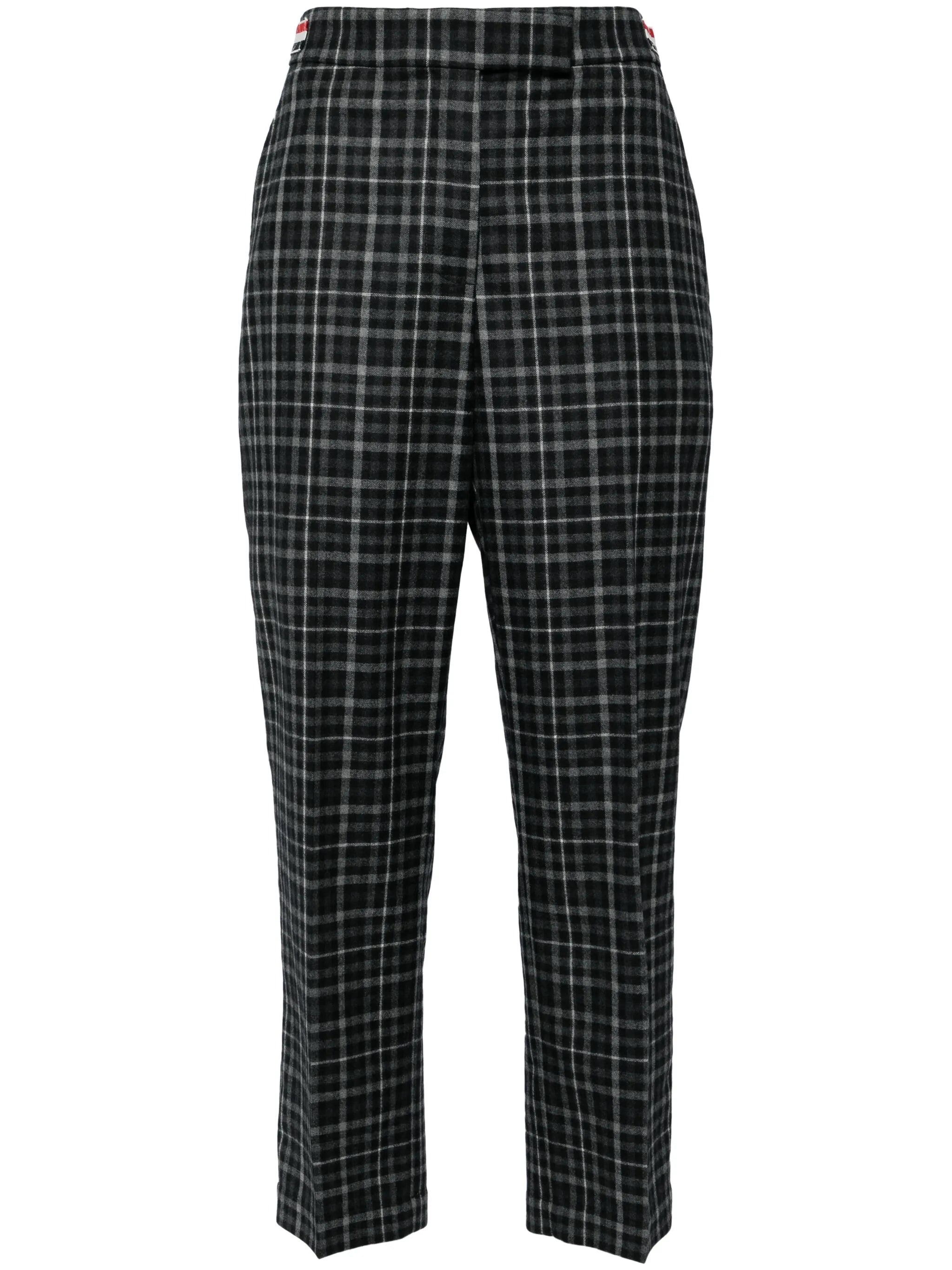 plaid-check tailored trousers
