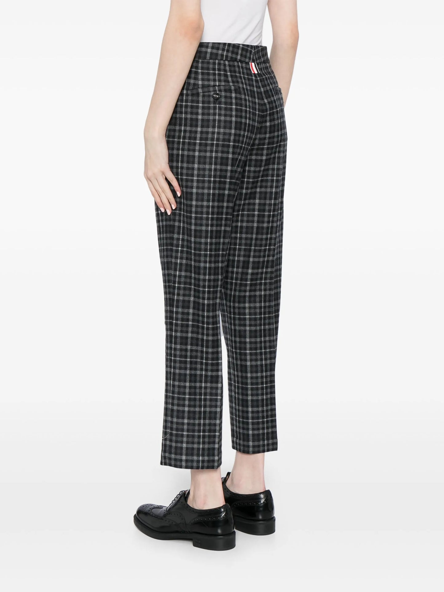 plaid-check tailored trousers