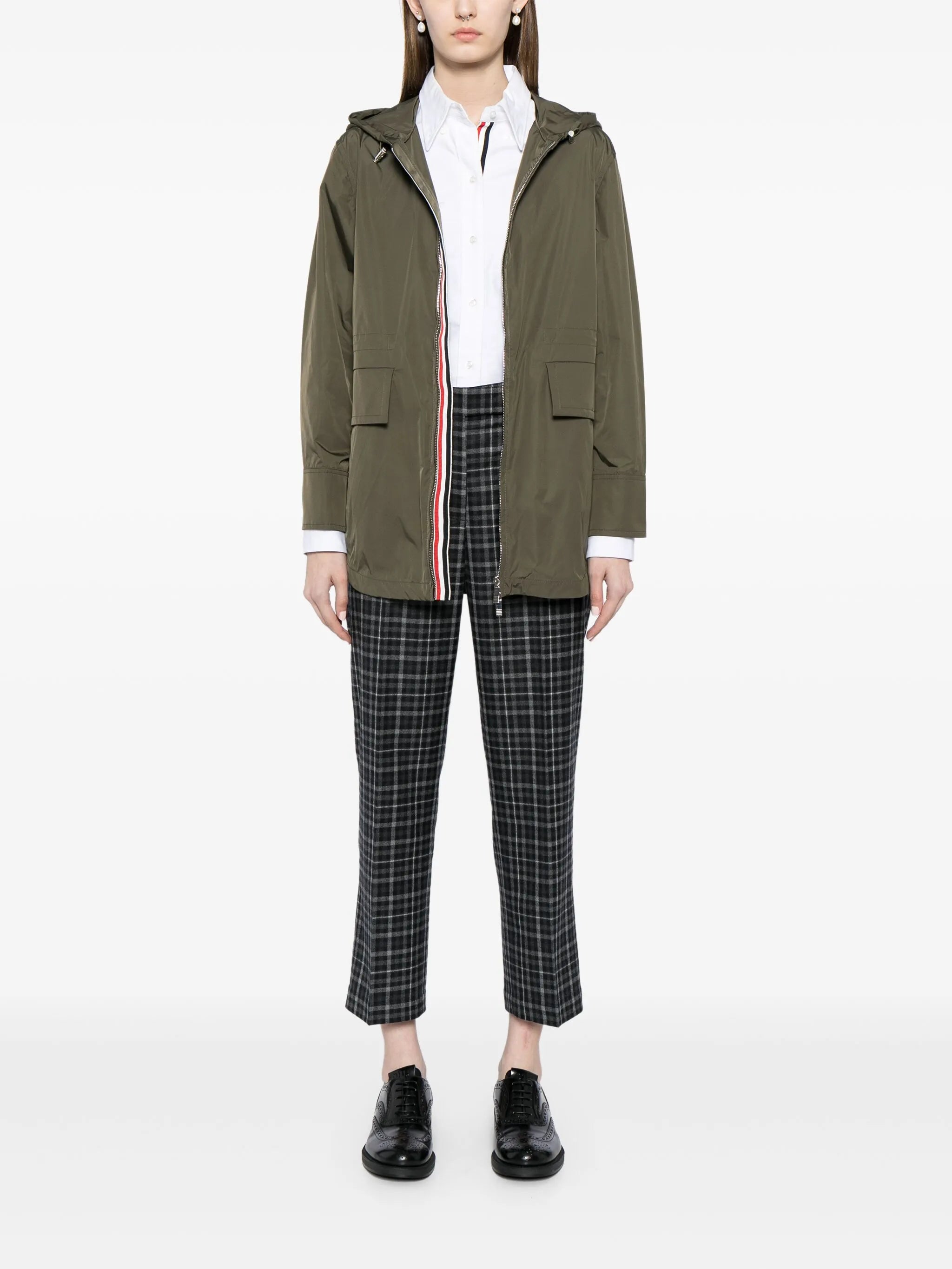 plaid-check tailored trousers