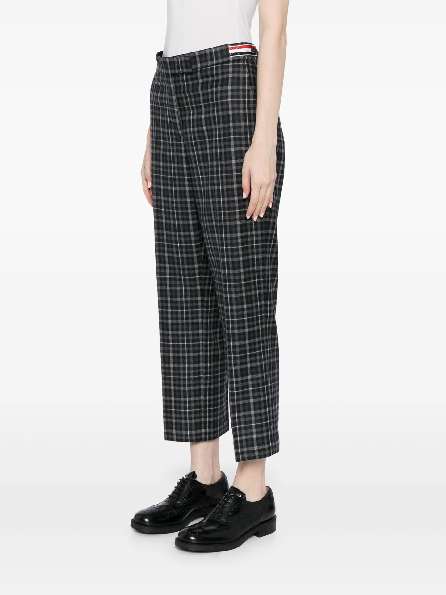 plaid-check tailored trousers