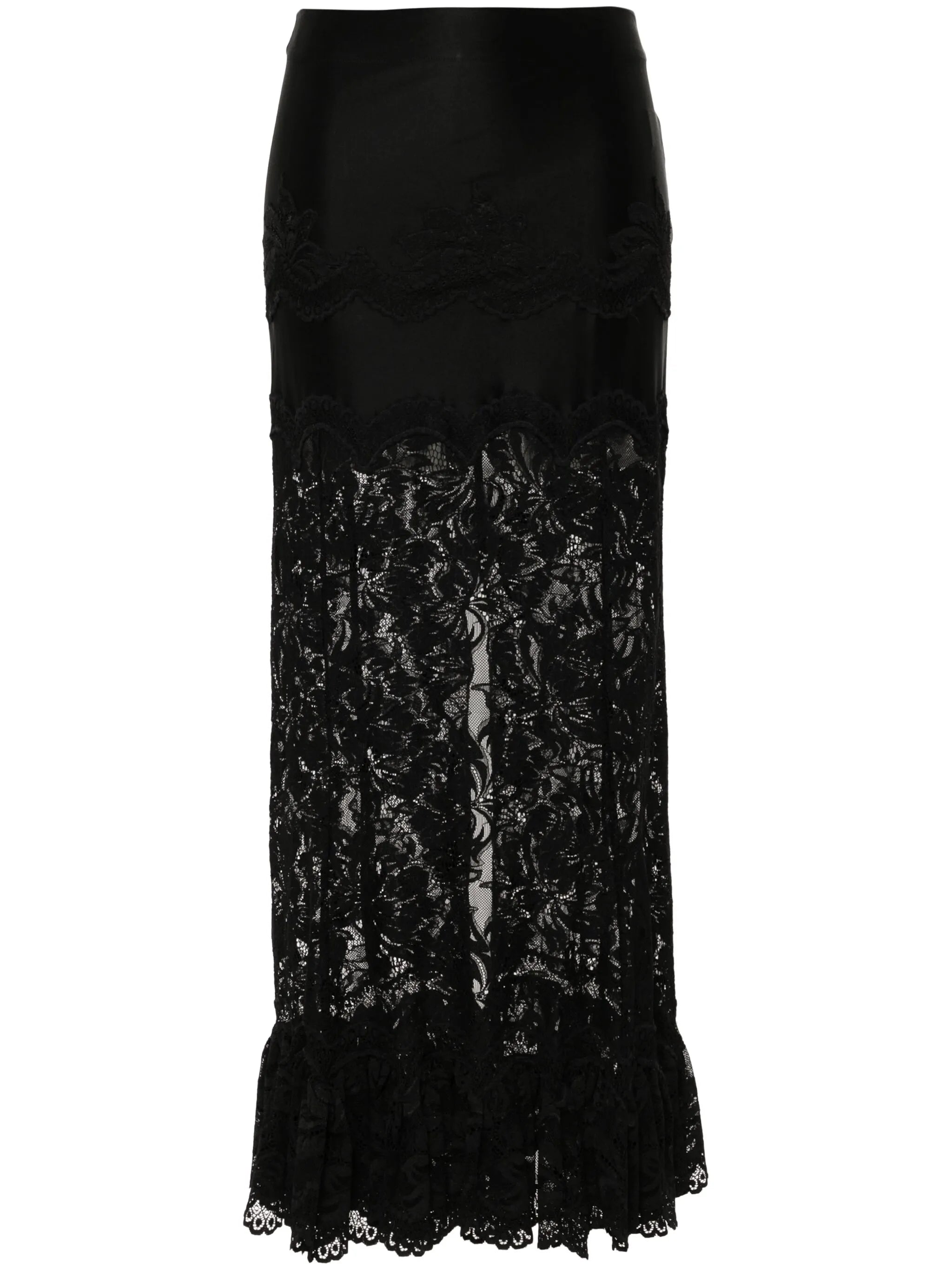 lace ruffled maxi skirt