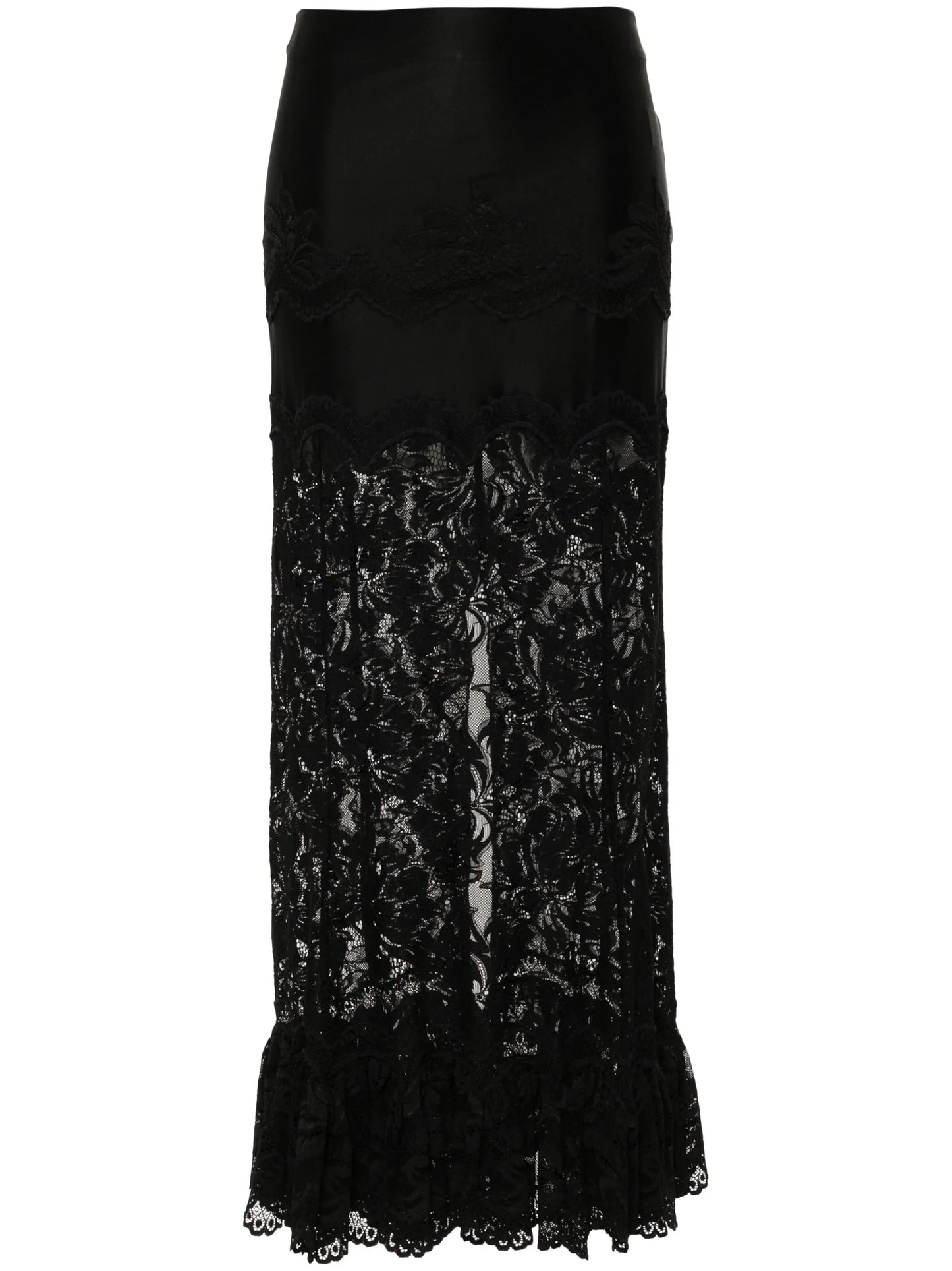 lace ruffled maxi skirt