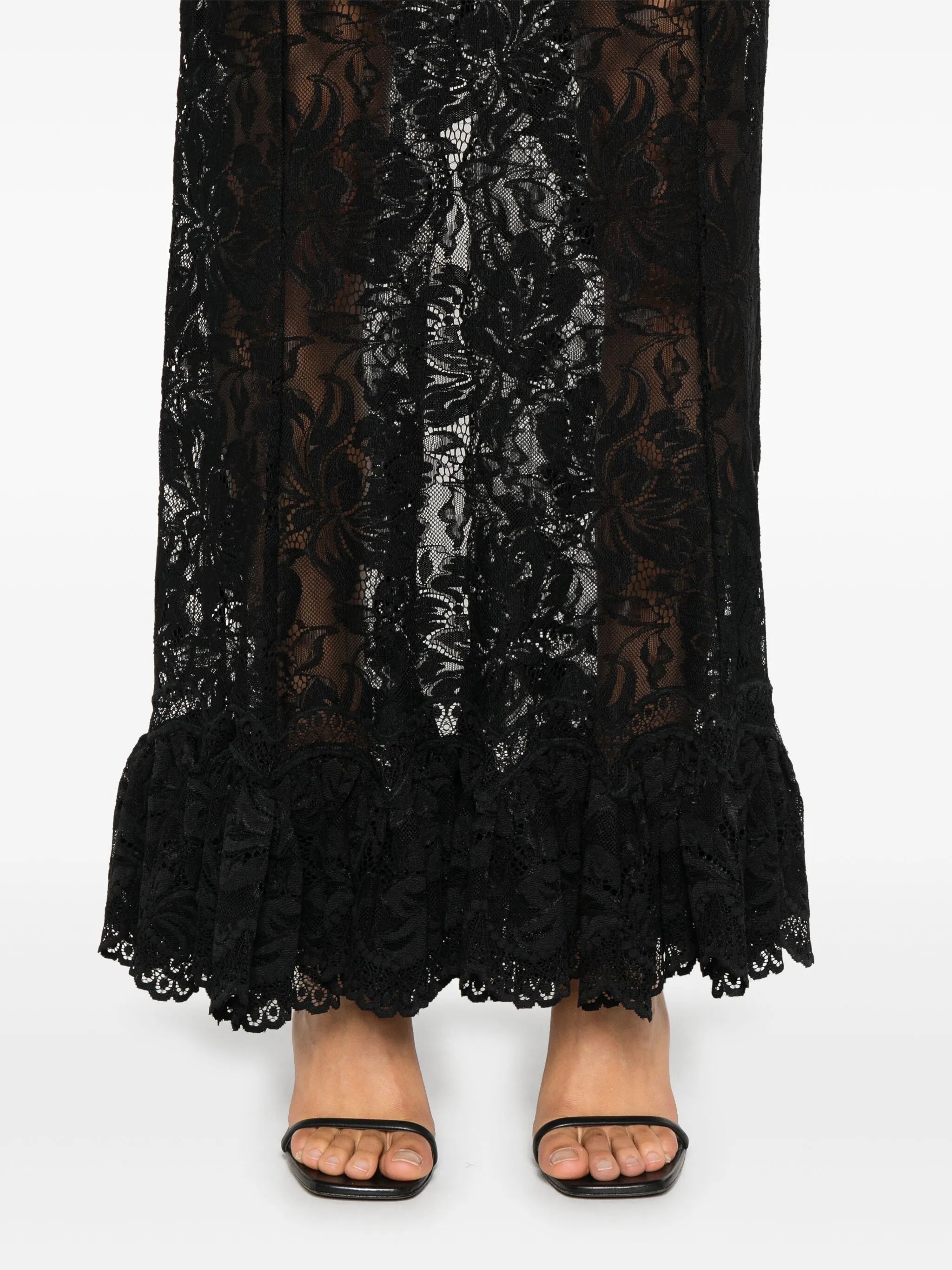 lace ruffled maxi skirt