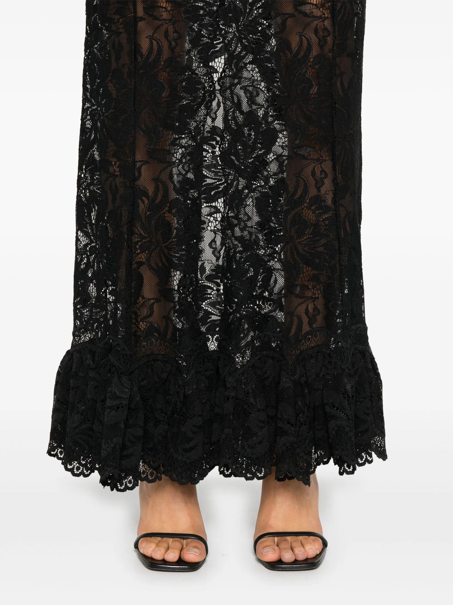 lace ruffled maxi skirt