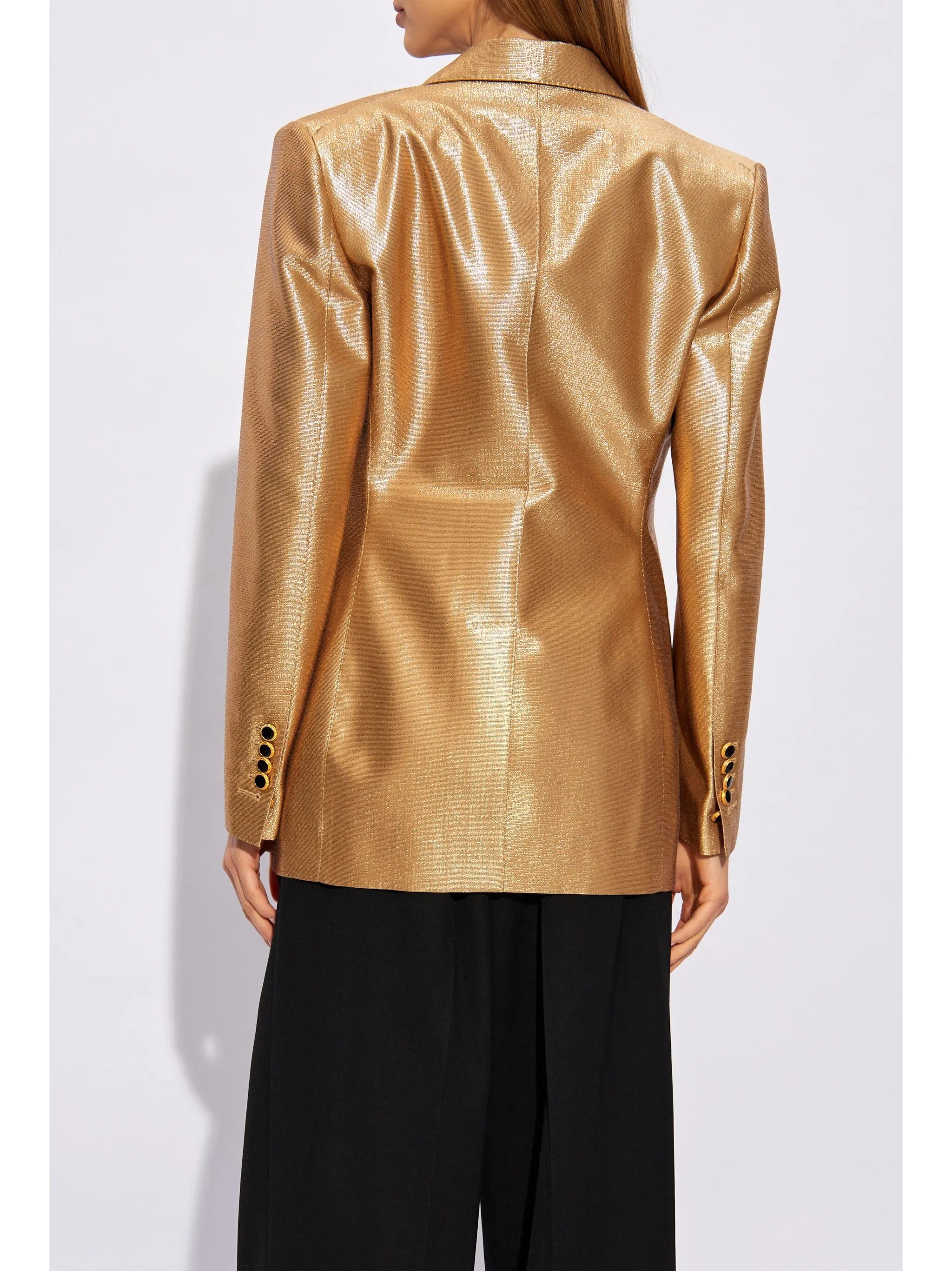 metallic-effect peak-lapels blazer