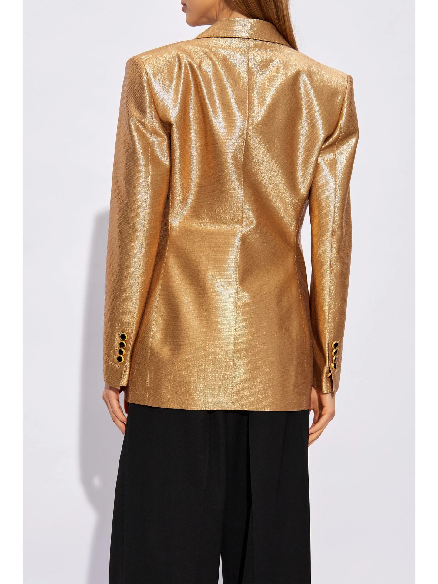metallic-effect peak-lapels blazer