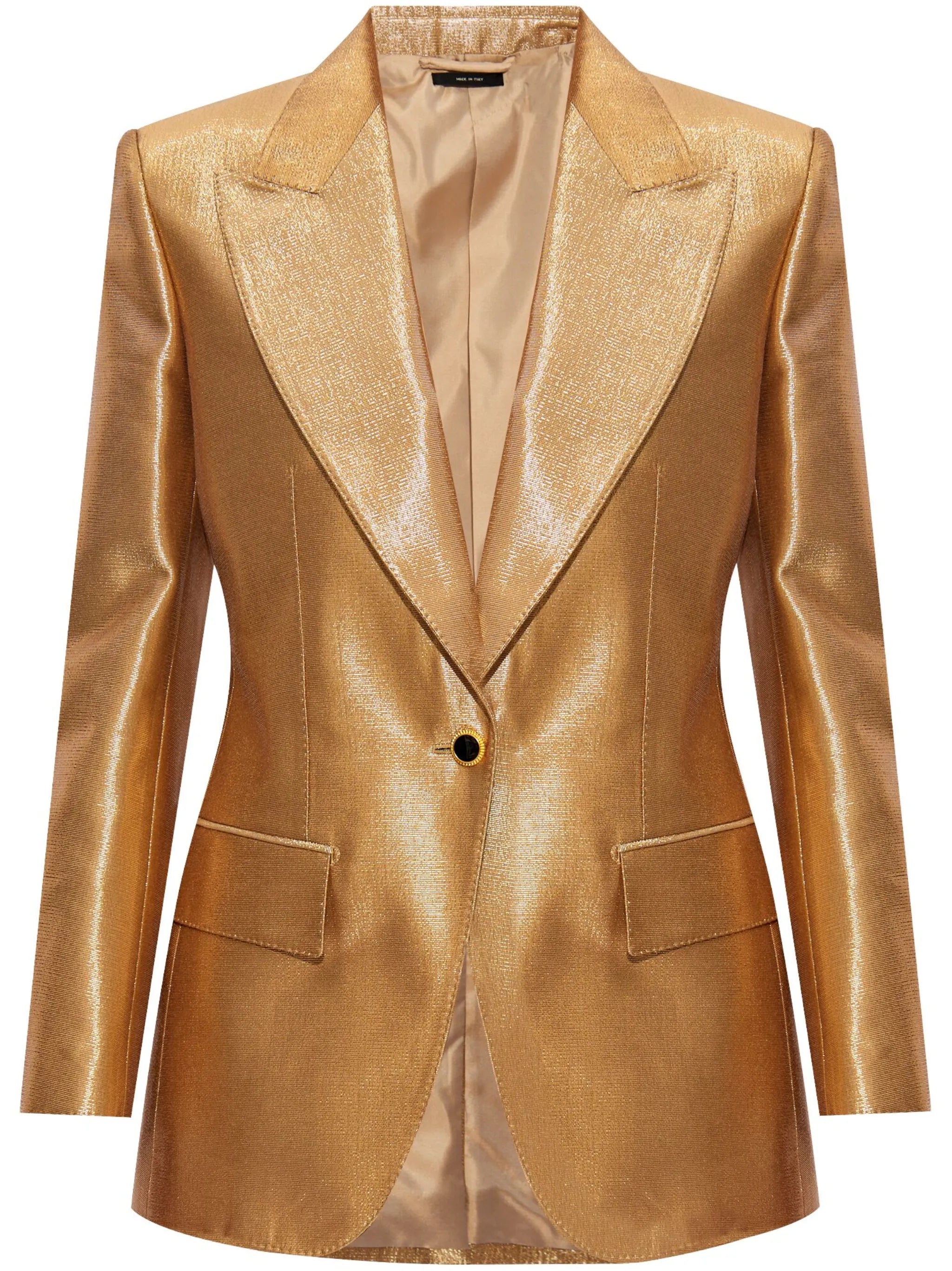 metallic-effect peak-lapels blazer