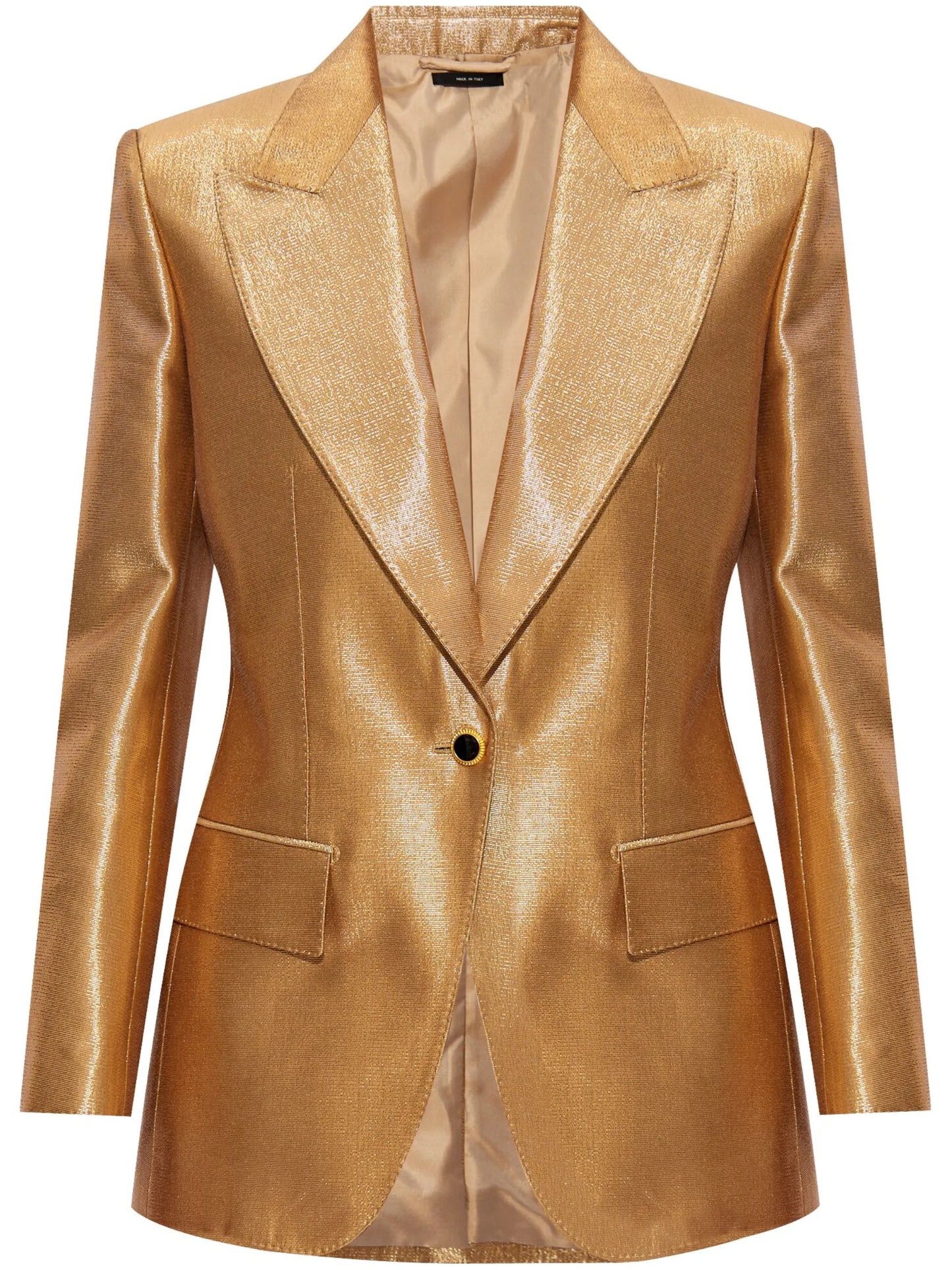 metallic-effect peak-lapels blazer