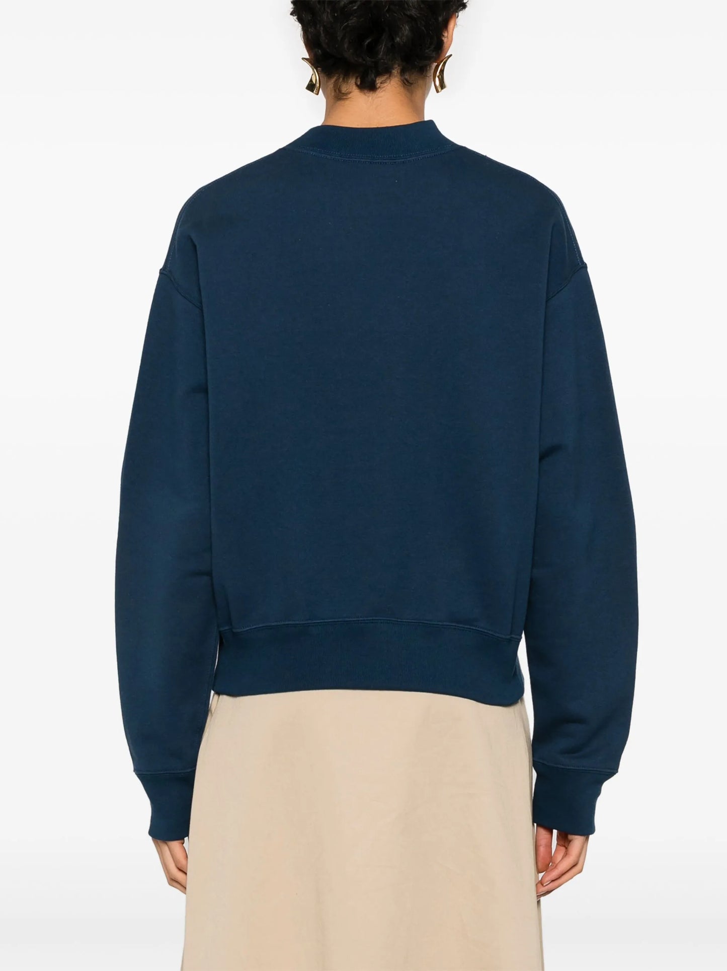 mock-neck logo-patch sweatshirt