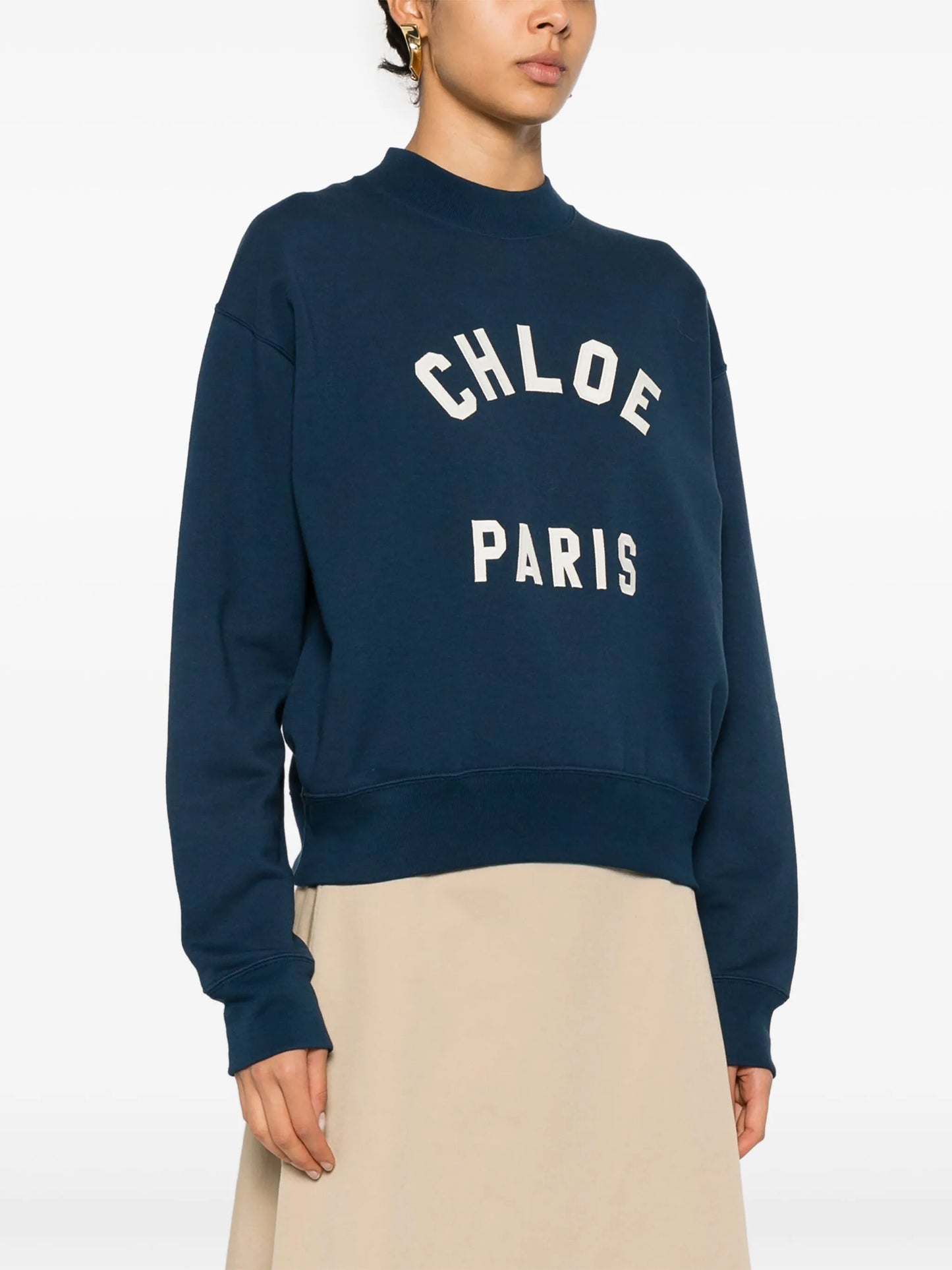 mock-neck logo-patch sweatshirt