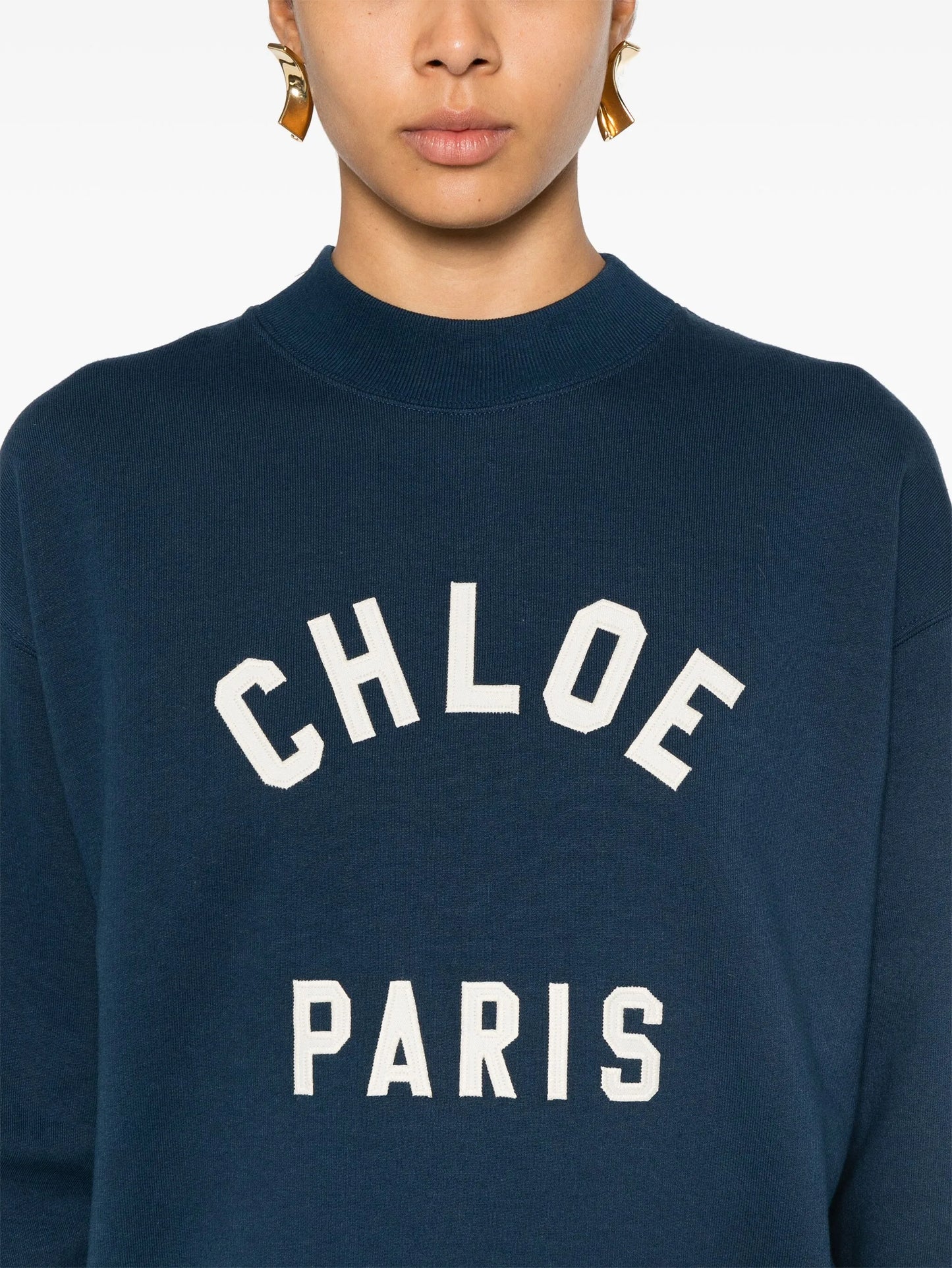 mock-neck logo-patch sweatshirt