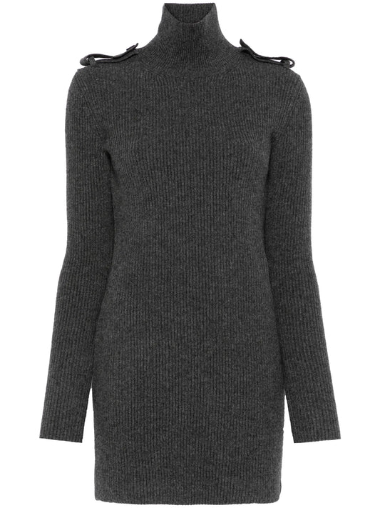 ribbed roll-neck mini dress