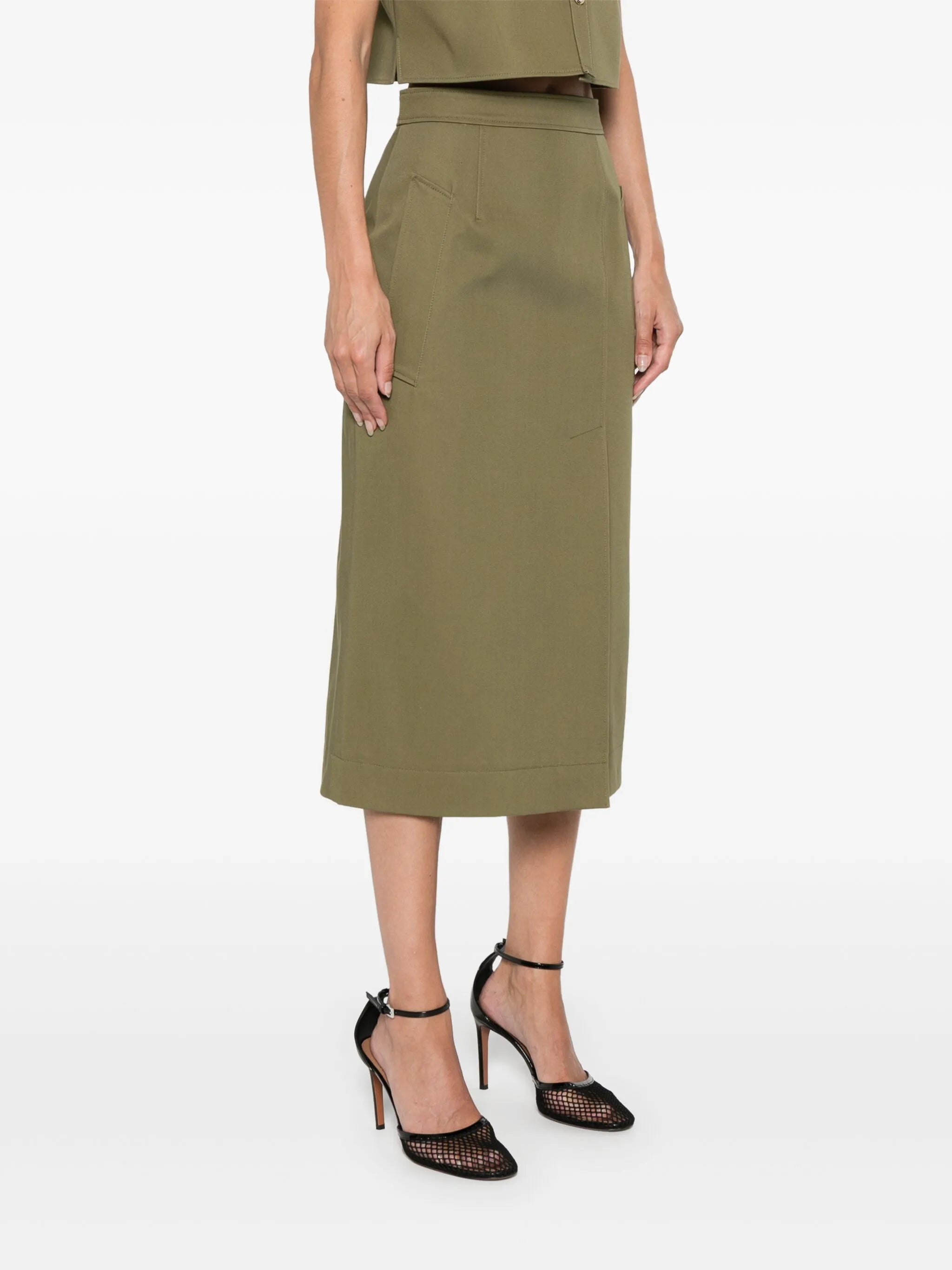 twill midi skirt