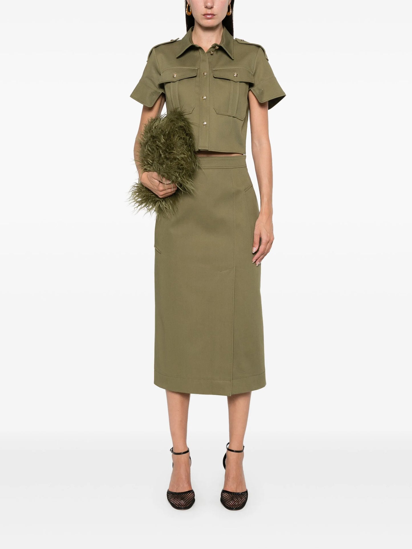 twill midi skirt