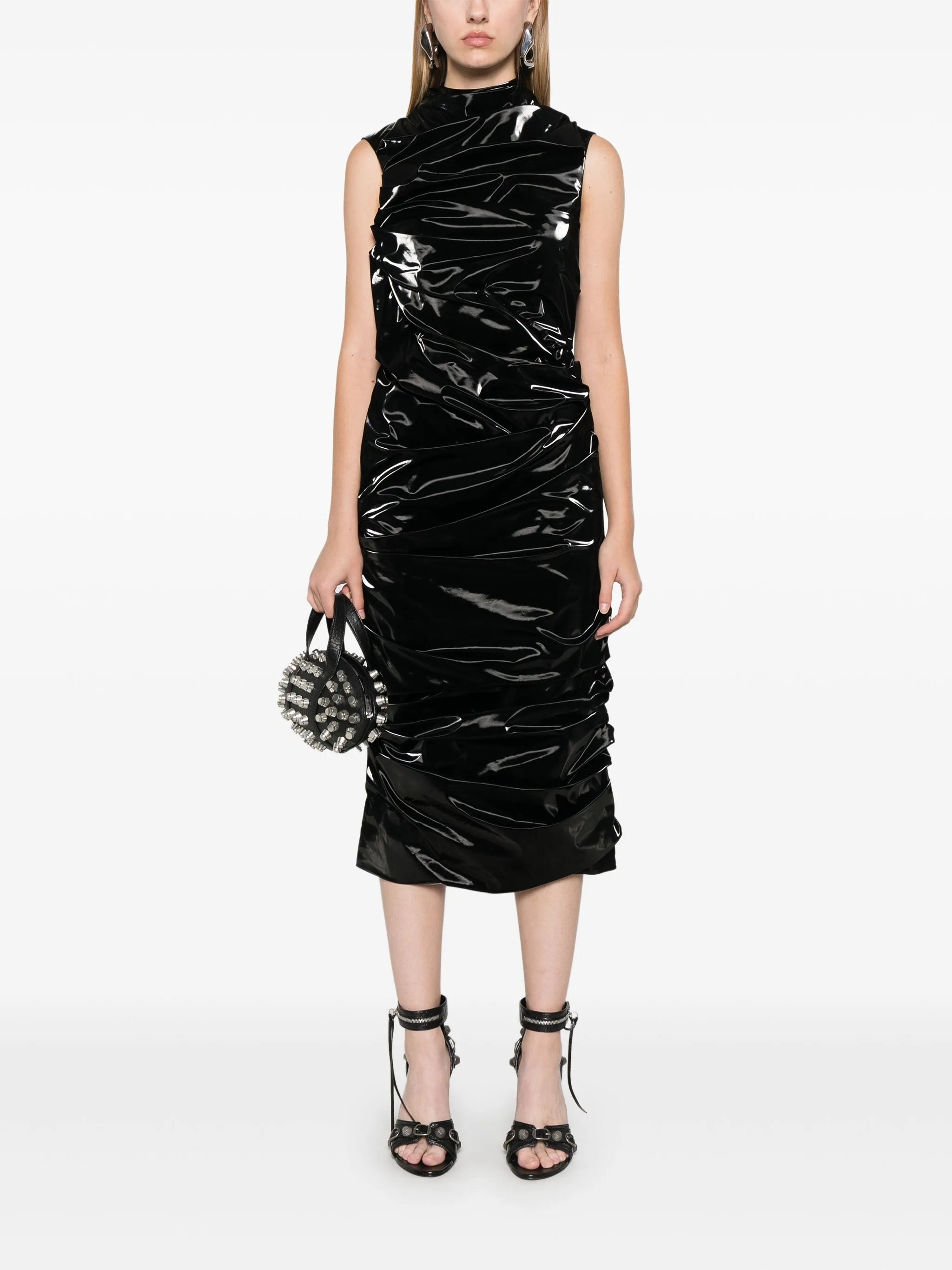 laminated jersey dress