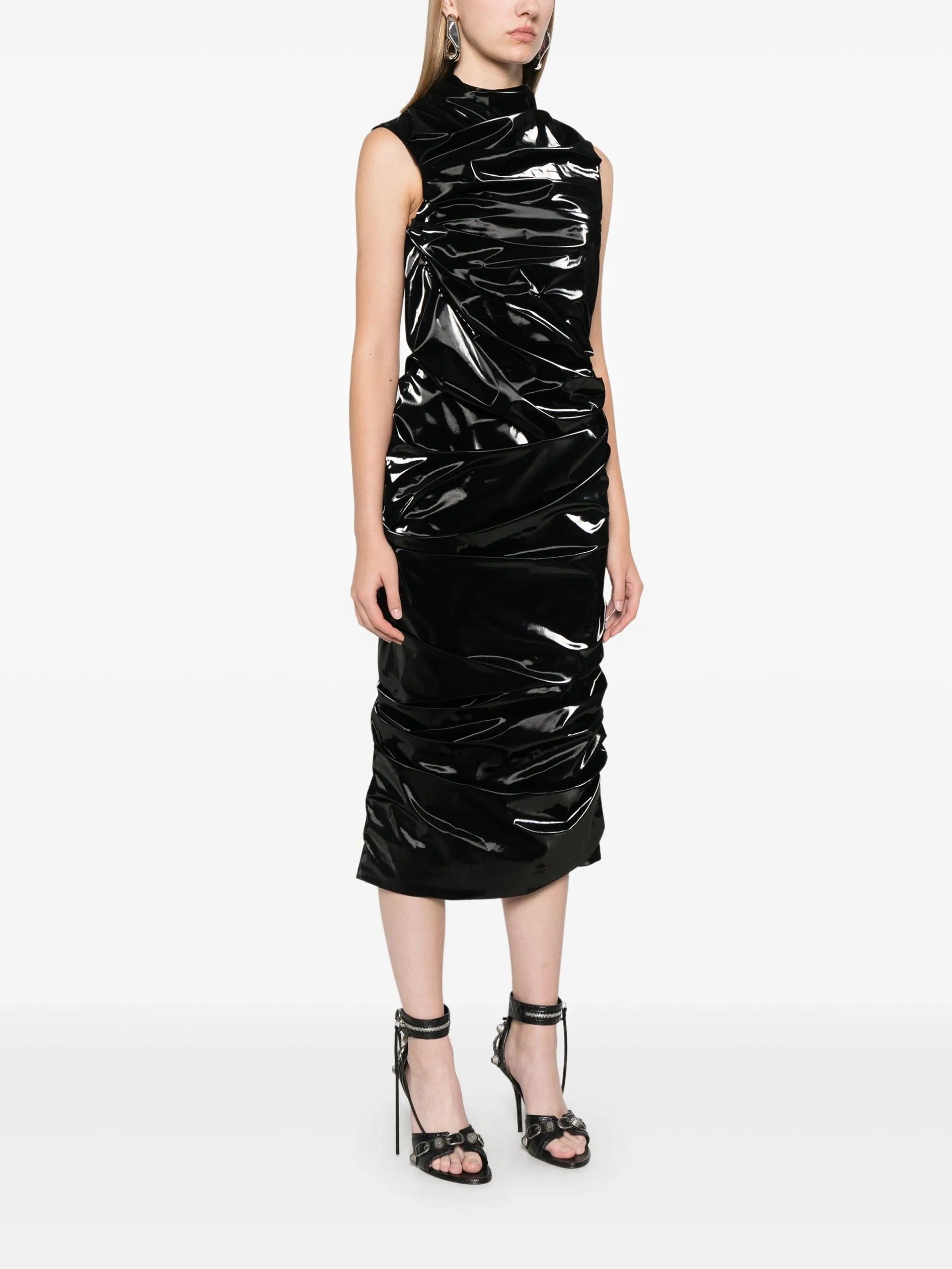laminated jersey dress