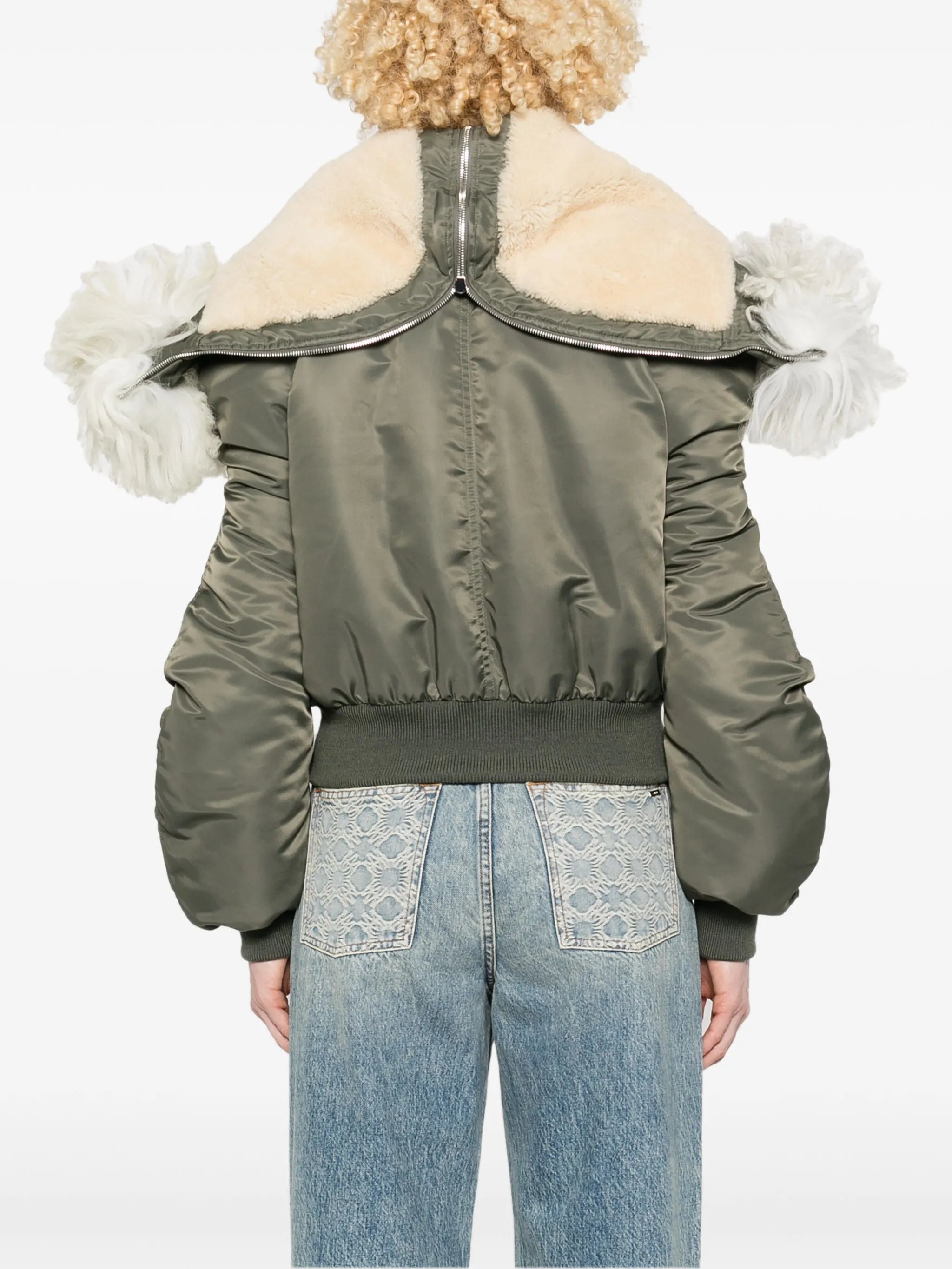 shearling-trim bomber jacket