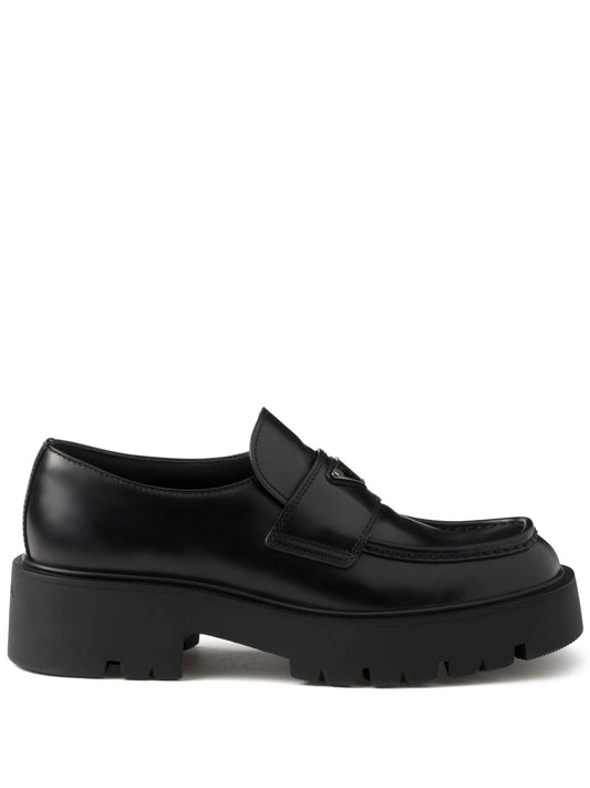 brushed leather loafers