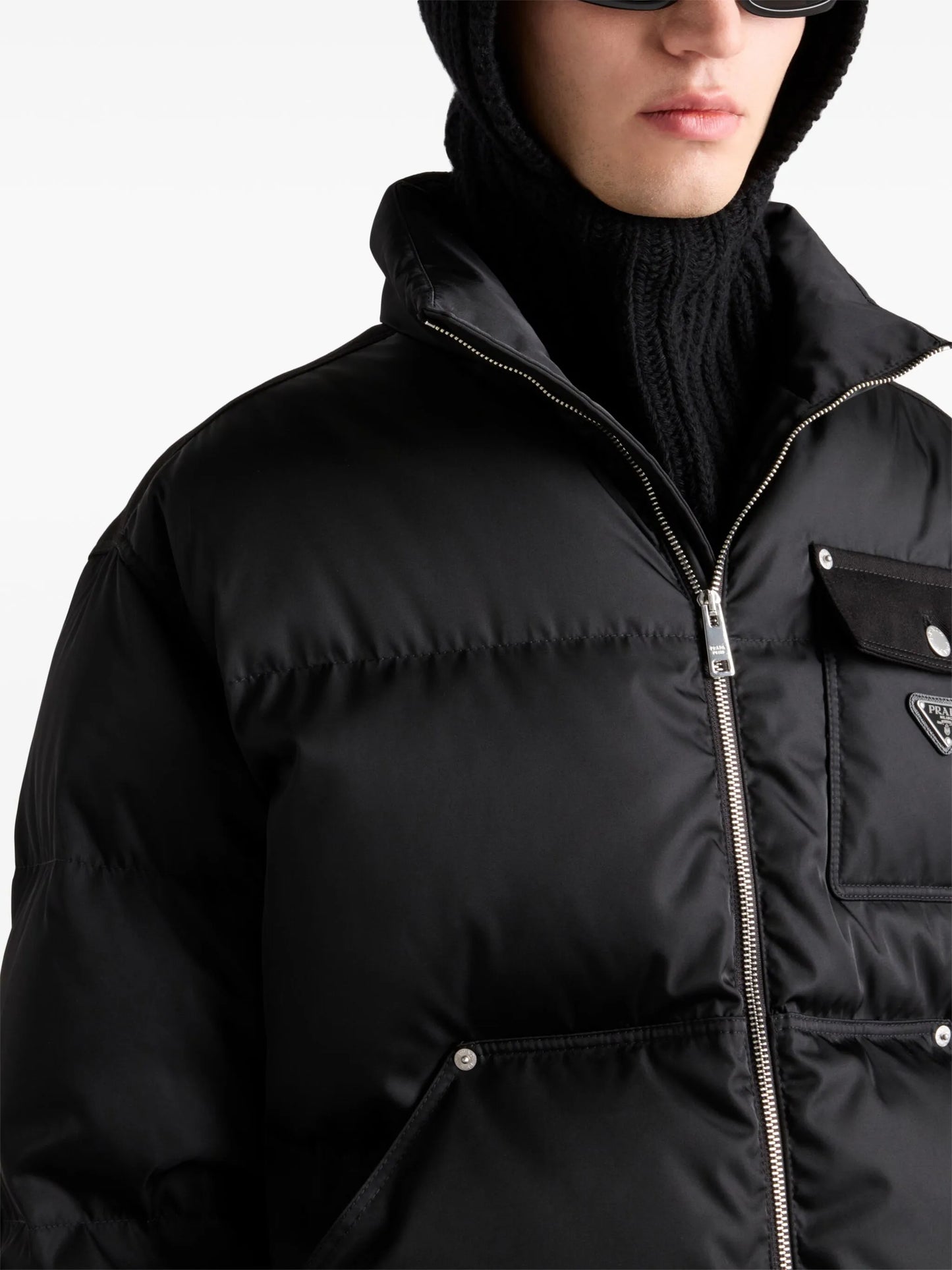 cropped triangle-logo padded jacket