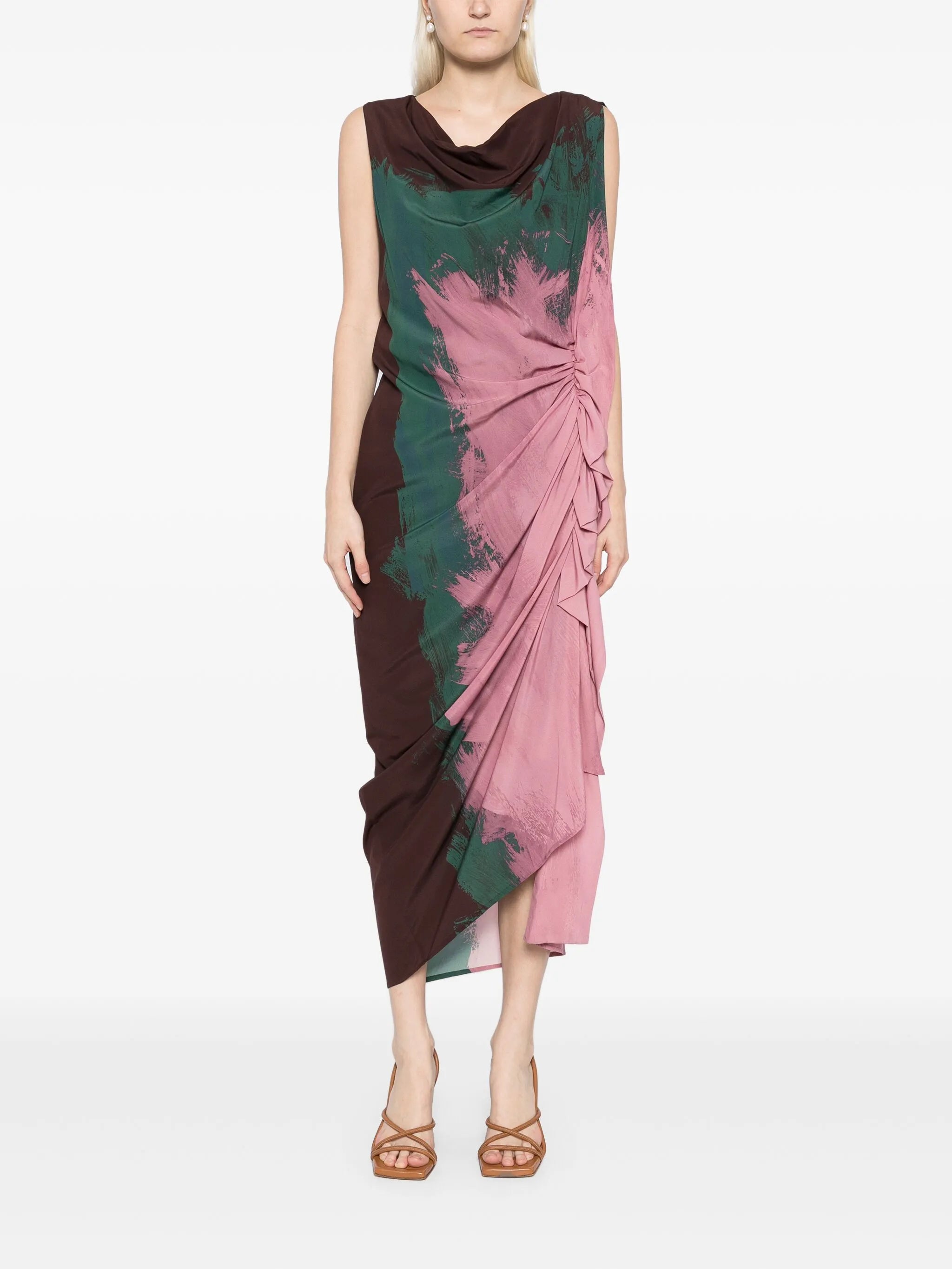printed draped dress