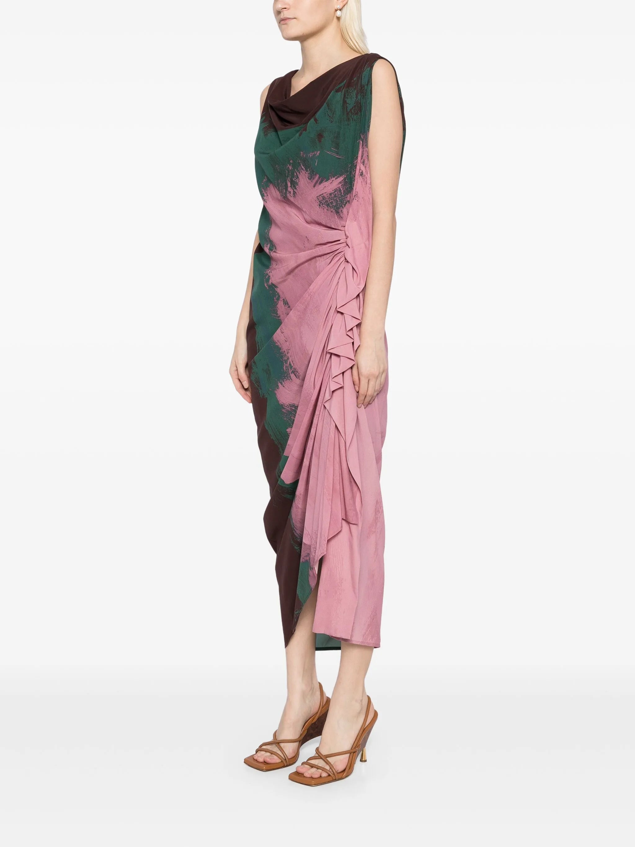 printed draped dress