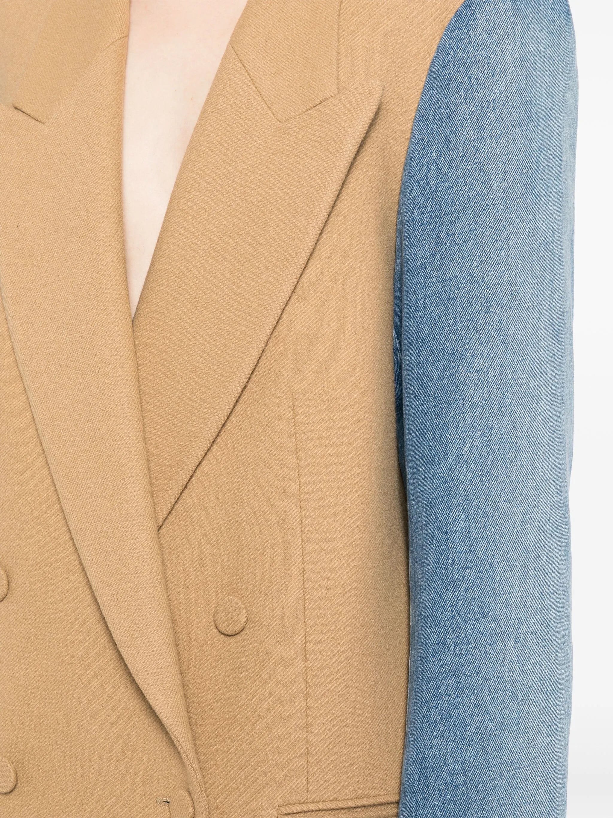 contrasting sleeves double-breasted coat