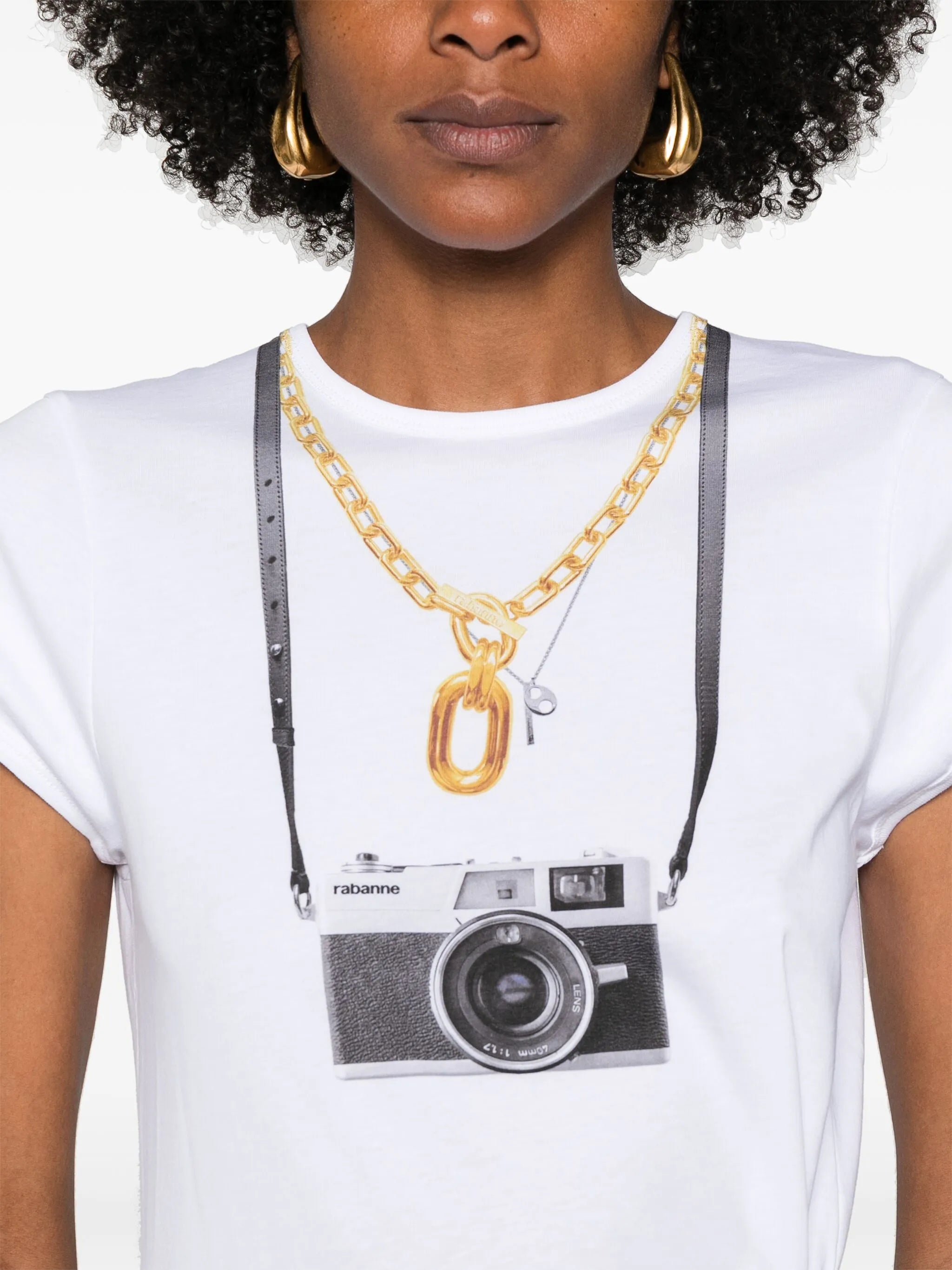 camera-print cotton T-shirt