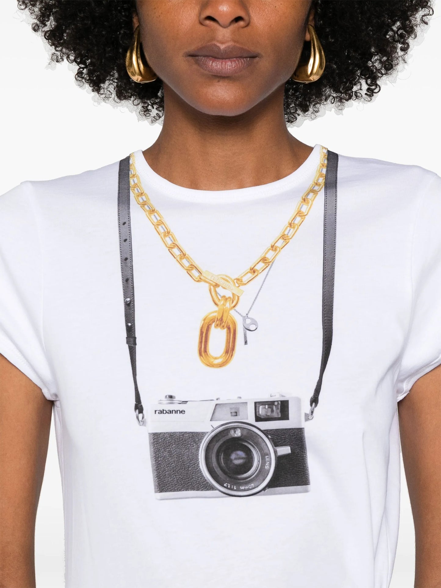 camera-print cotton T-shirt