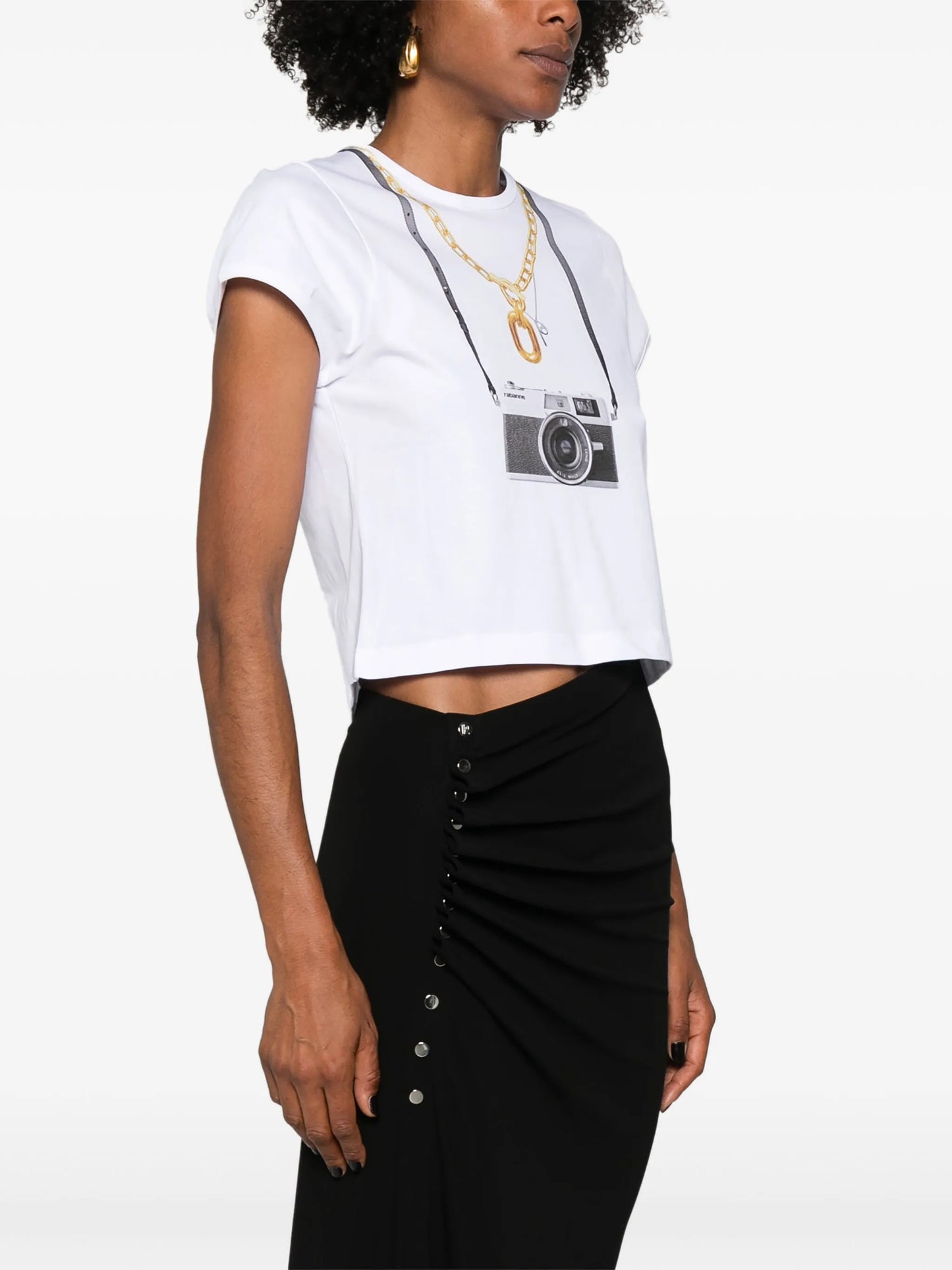 camera-print cotton T-shirt