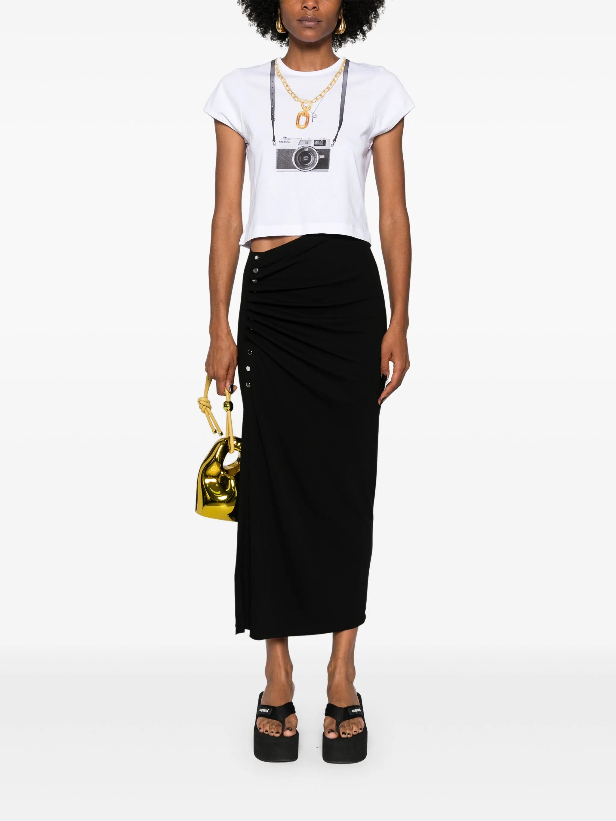 ruched midi skirt