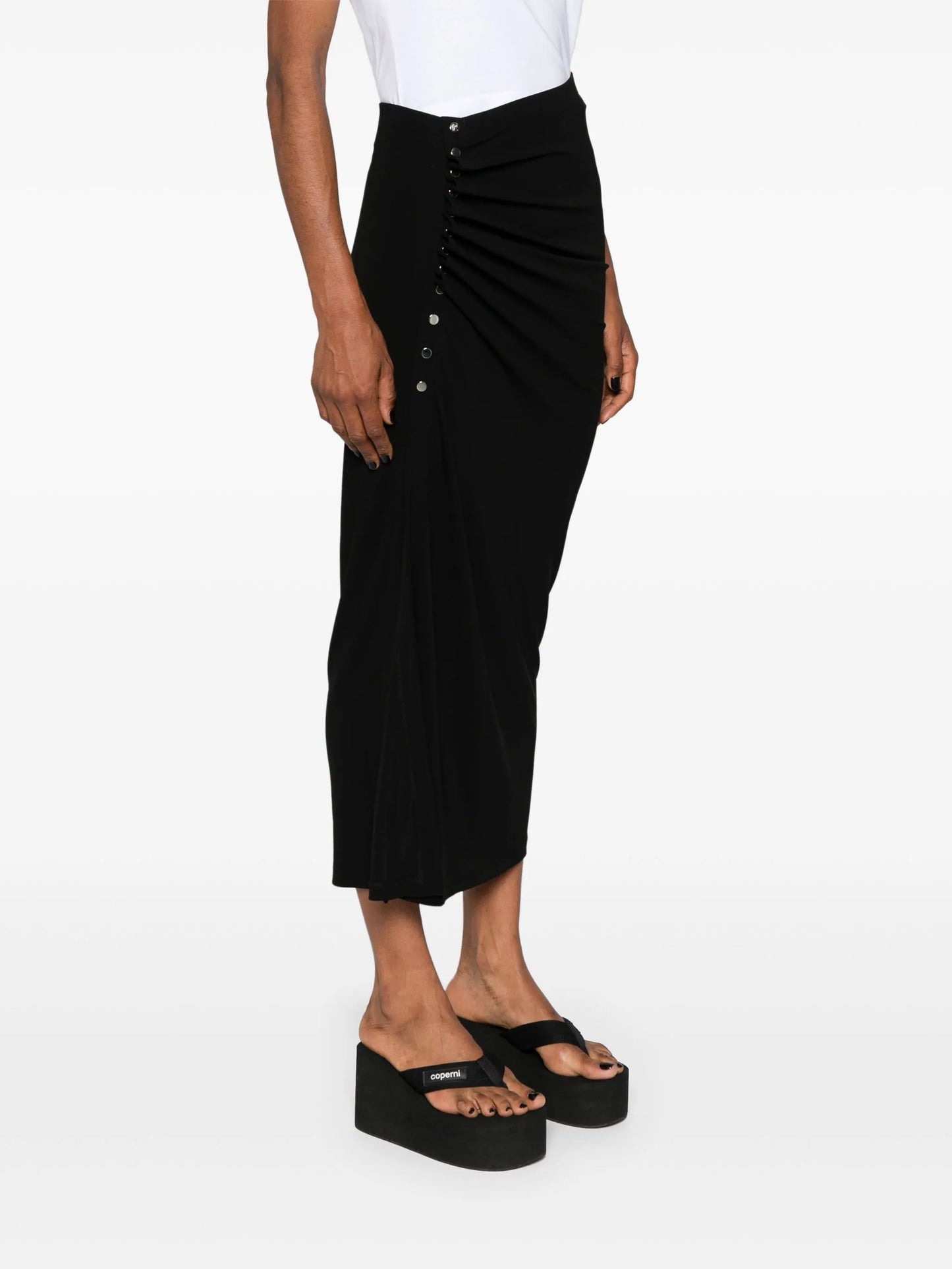 ruched midi skirt