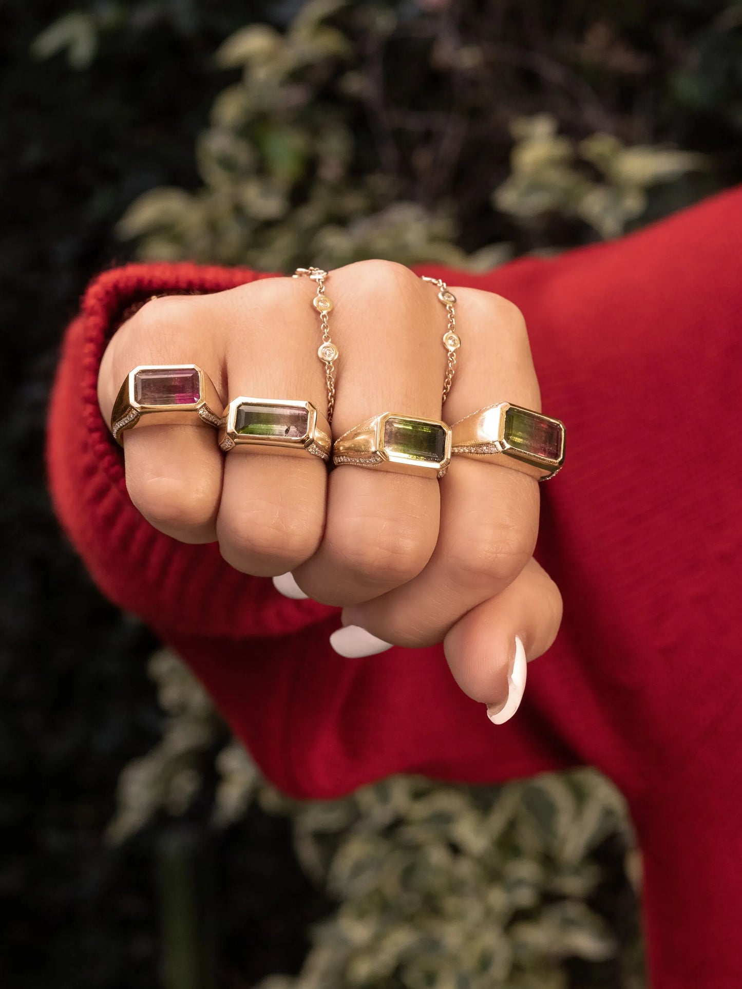 14k yellow gold tourmaline and diamond ring