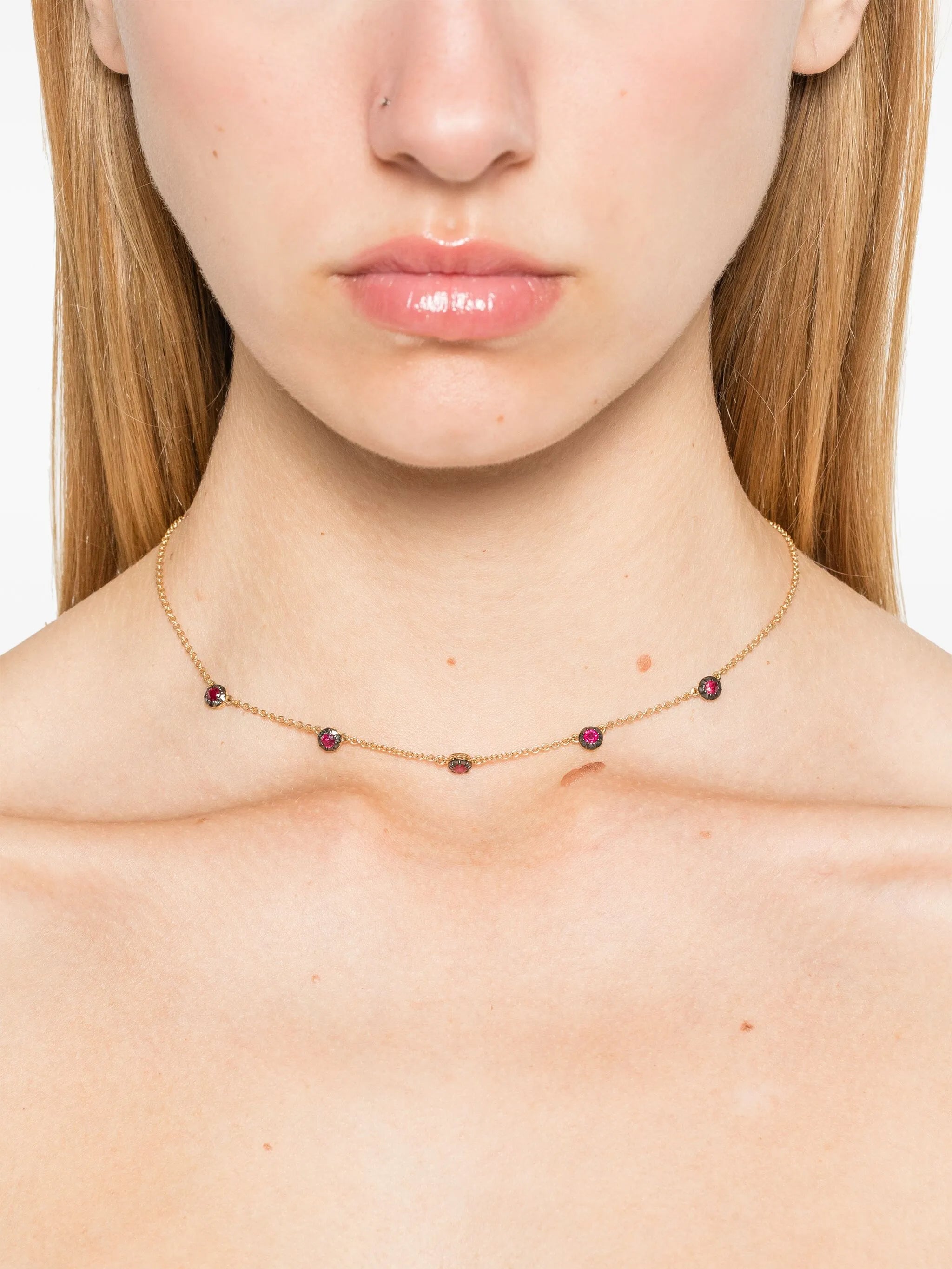 14kt yellow gold Sophia ruby necklace