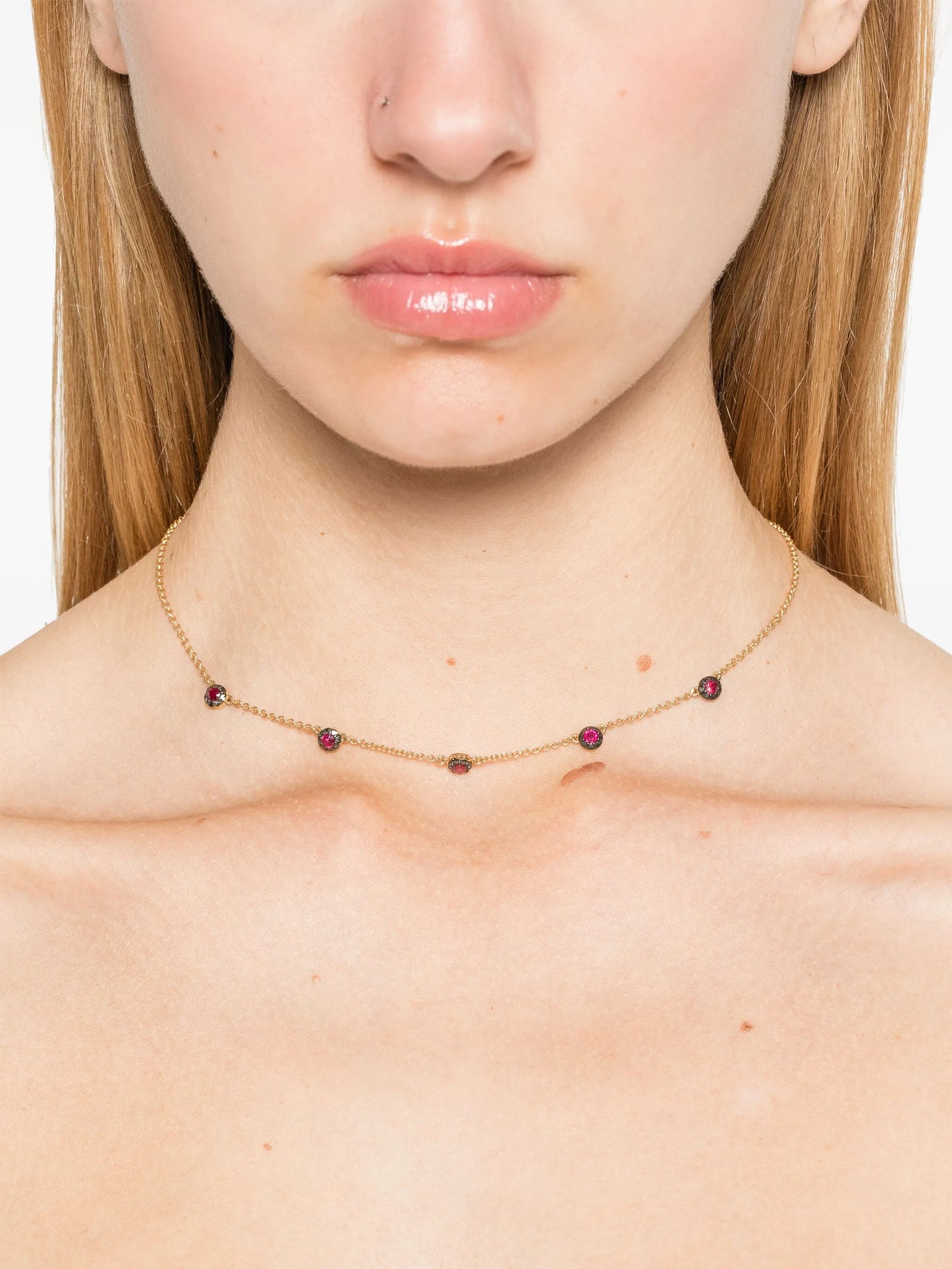 14kt yellow gold Sophia ruby necklace