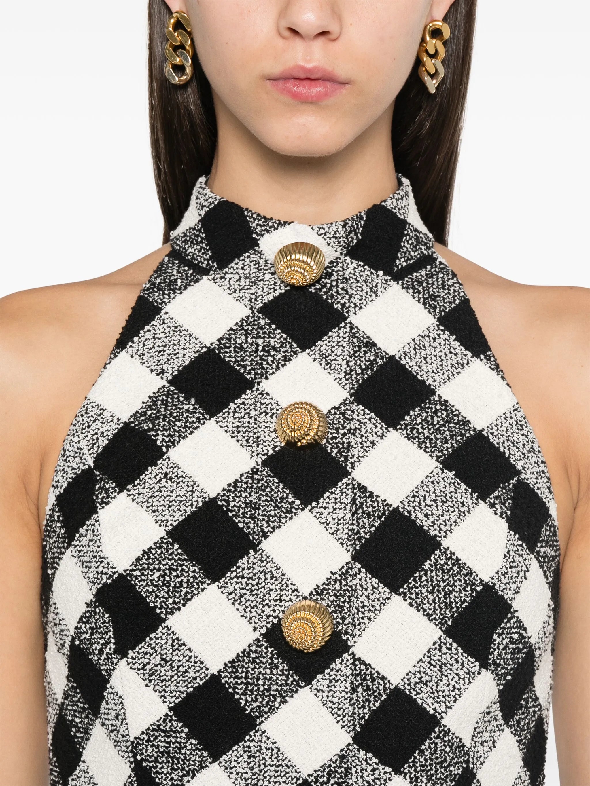 halterneck mini dress