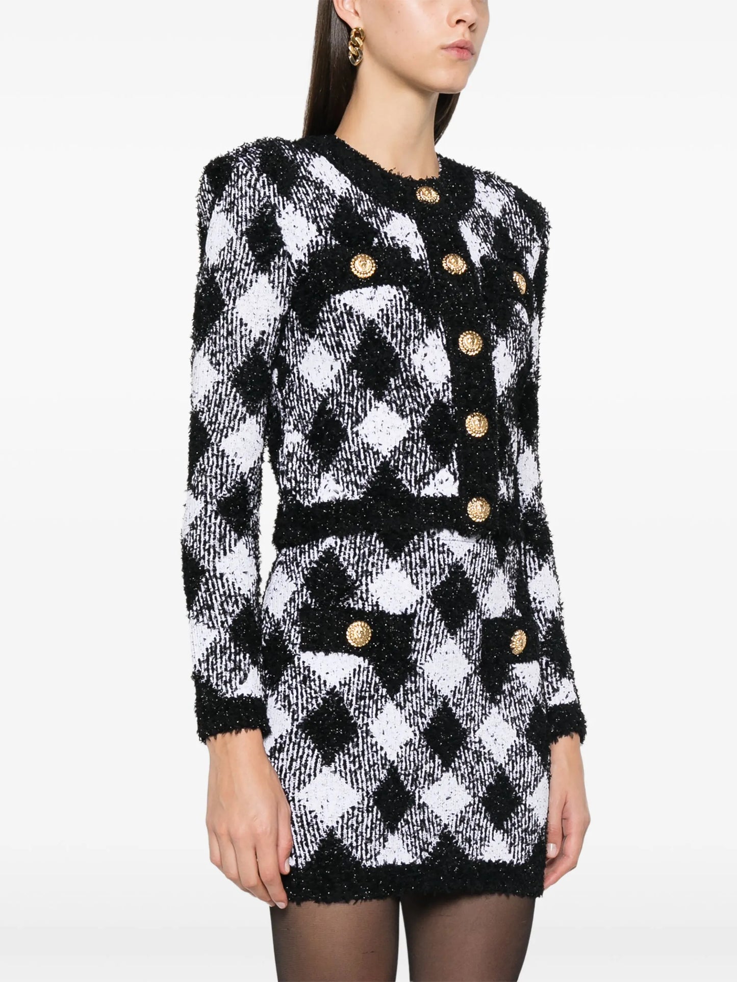 gingham tweed jacket