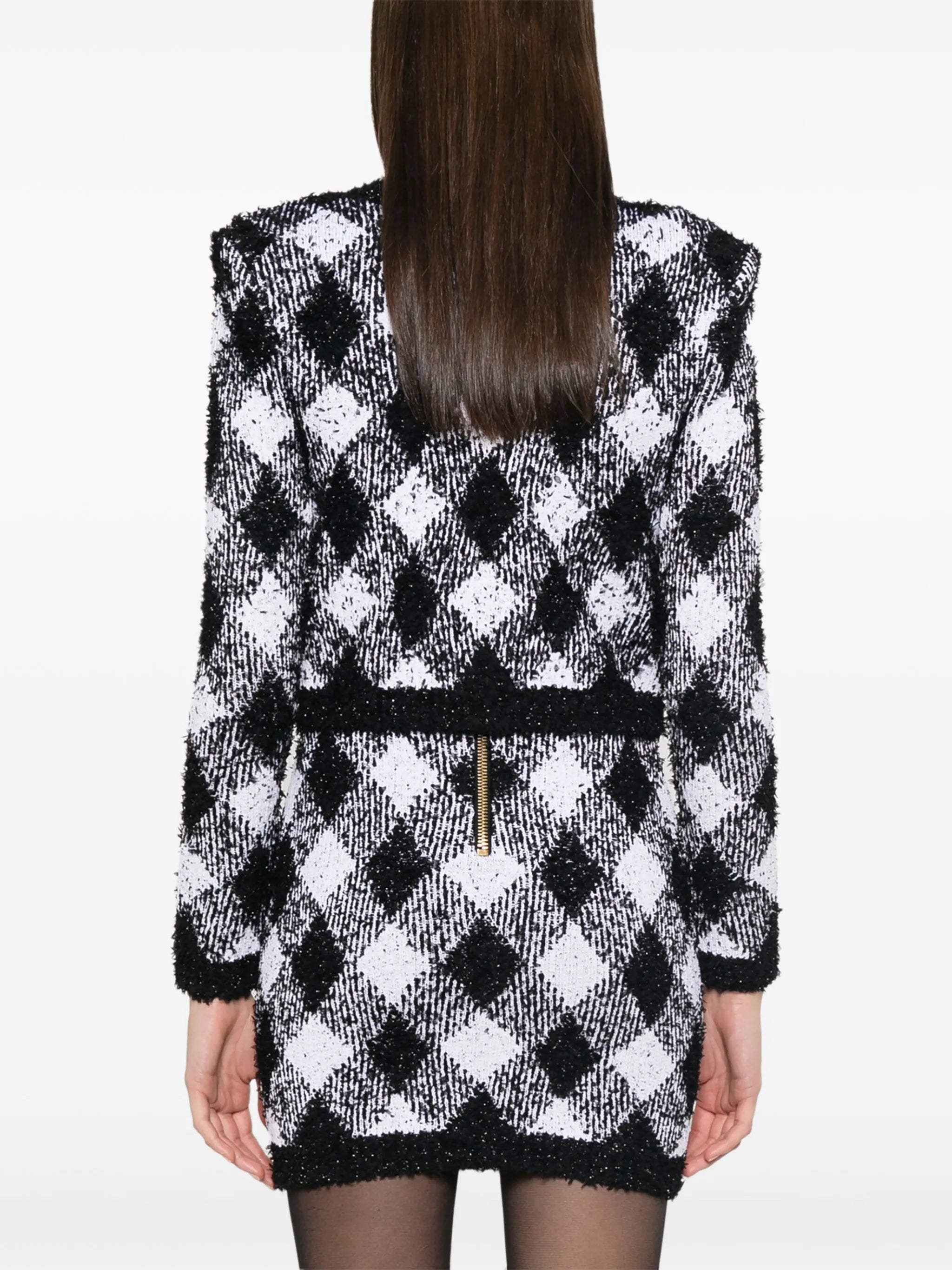 gingham tweed jacket