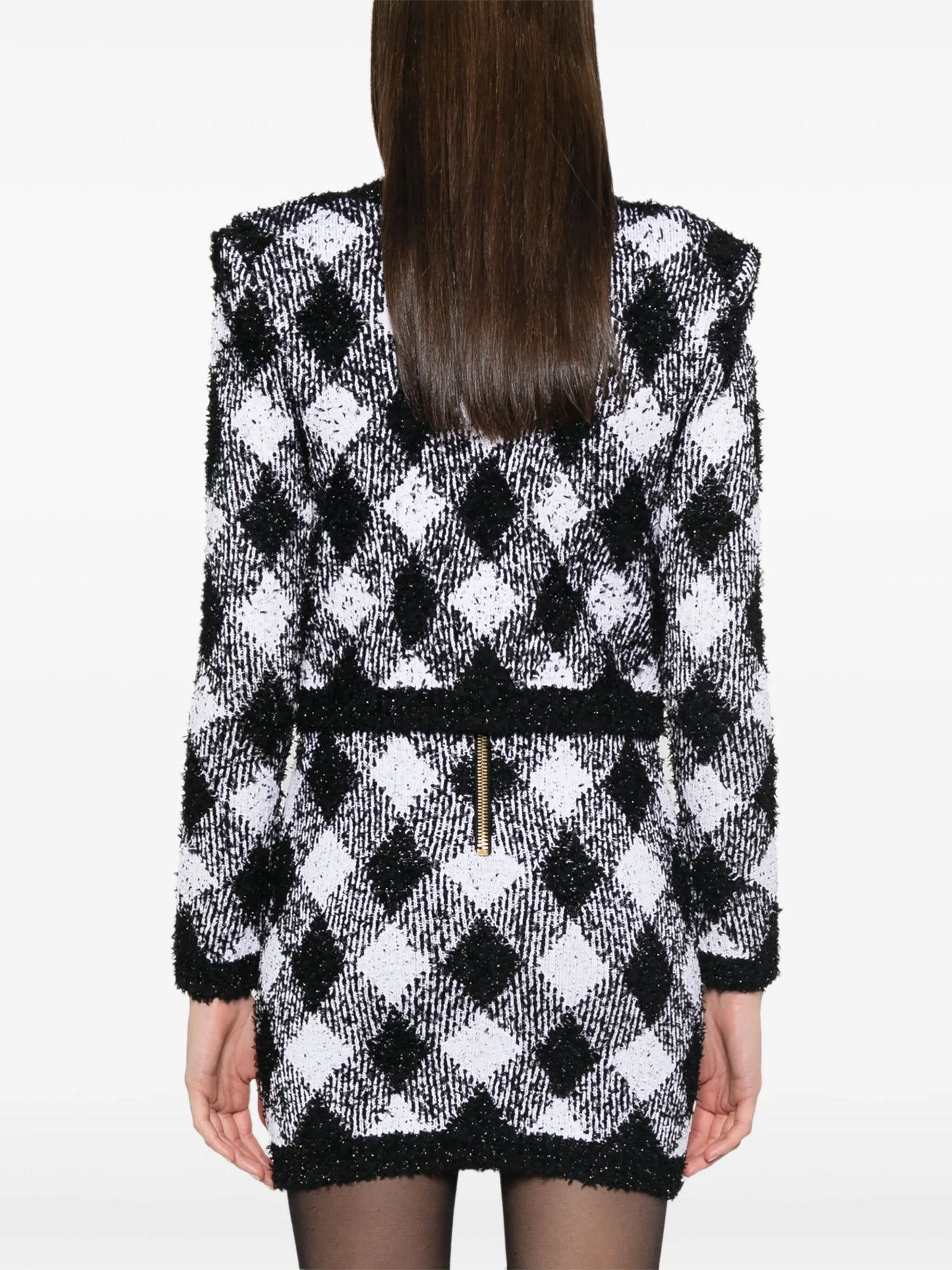 gingham tweed jacket