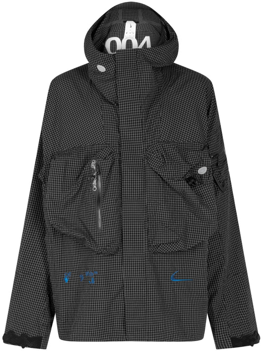 checked hooded jacket