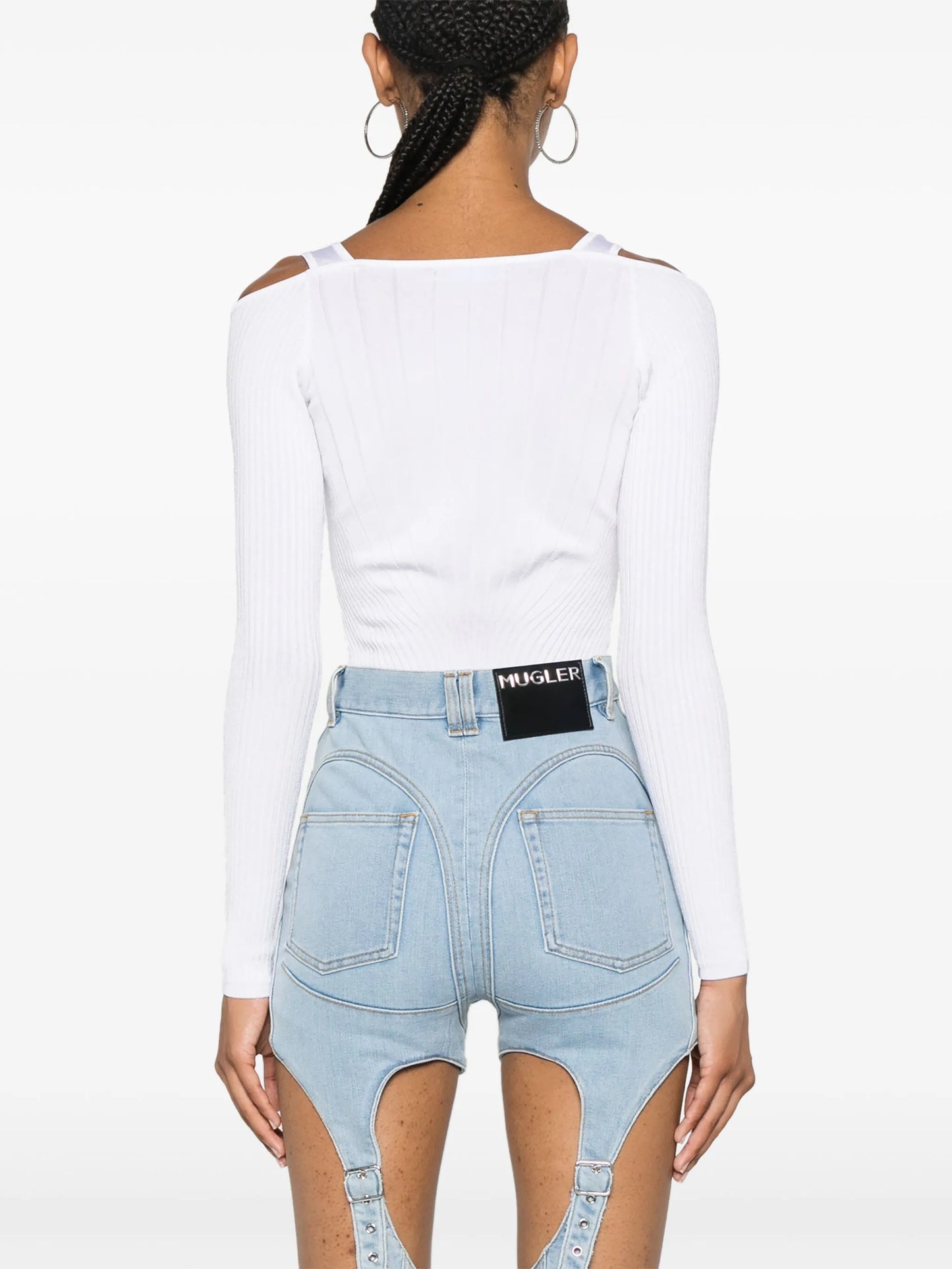 strapped long-sleeved bodysuit