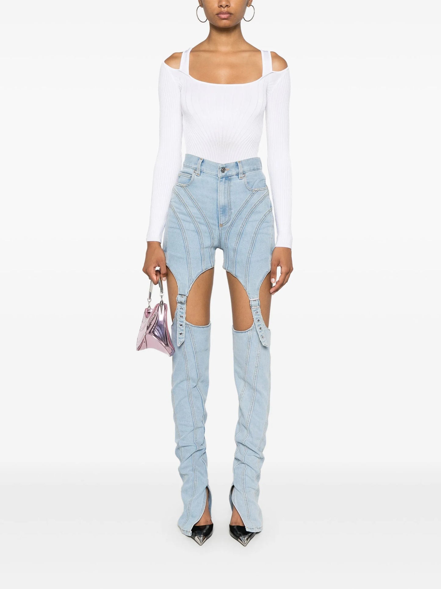 strapped long-sleeved bodysuit