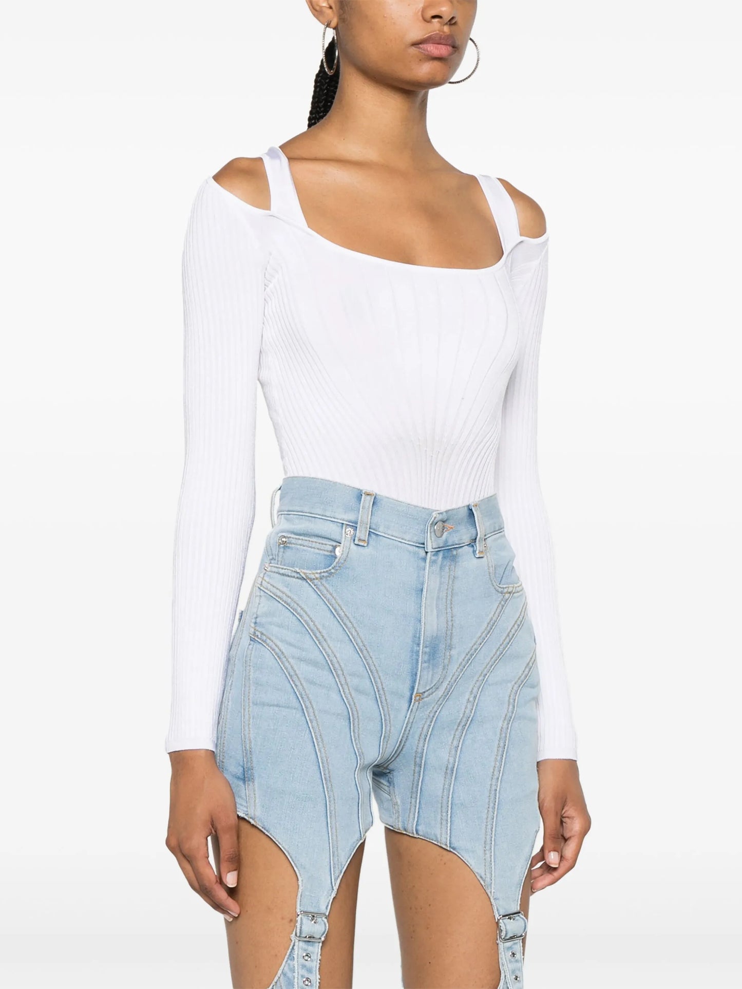 strapped long-sleeved bodysuit