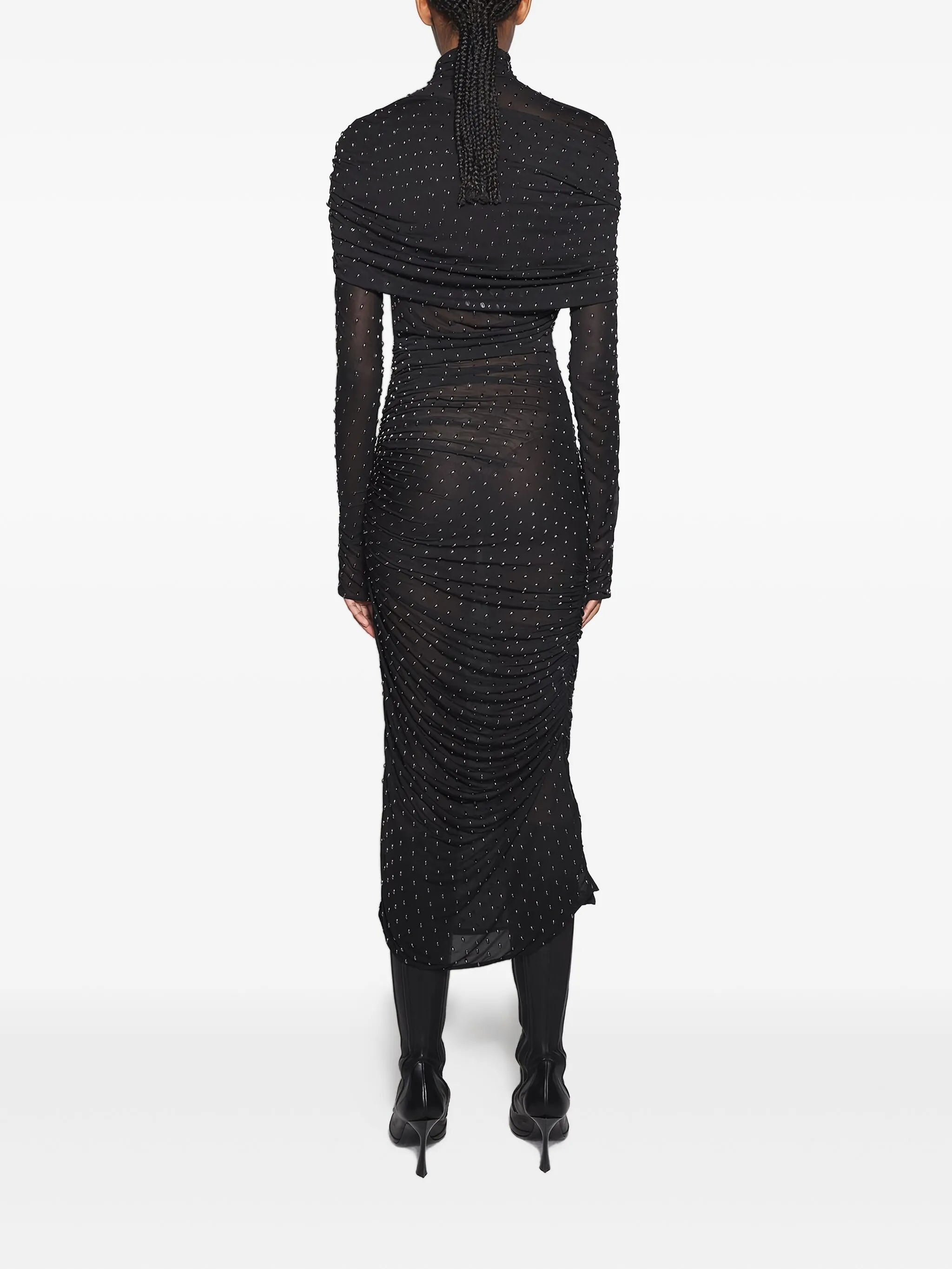 embellished high-neck midi dress