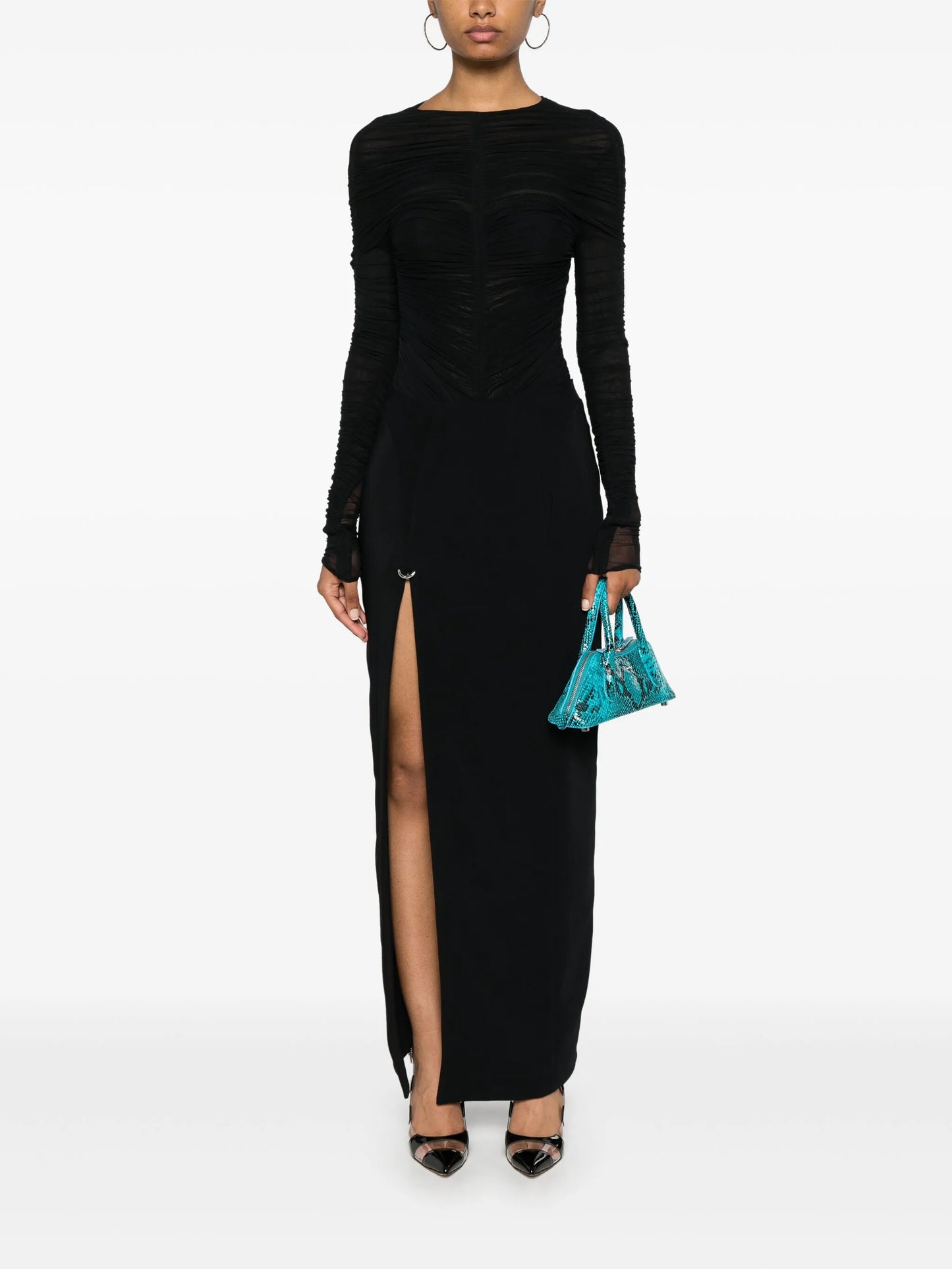 gathered semi-sheer bodysuit