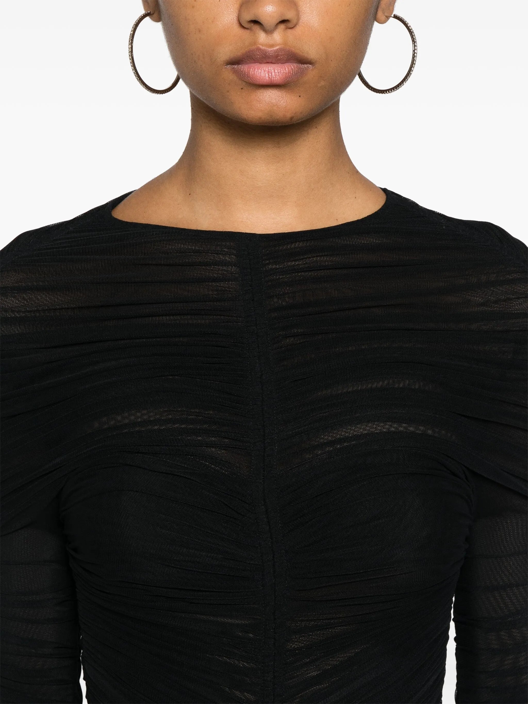 gathered semi-sheer bodysuit
